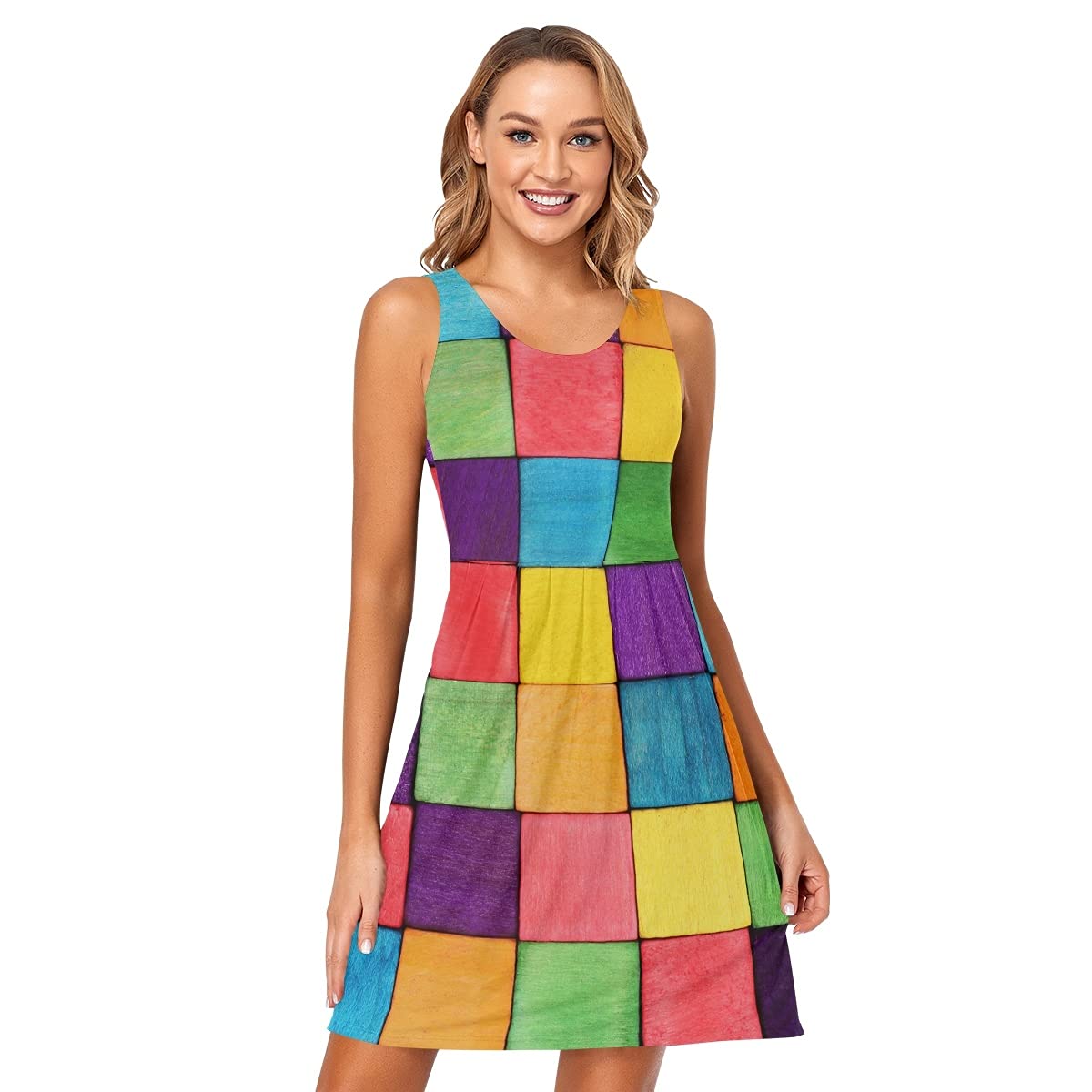 Women's Sleeveless Summer Beach Sundress - Casual Flowy Dress with Pockets for Vacation, Pool Party & Outdoor Activities