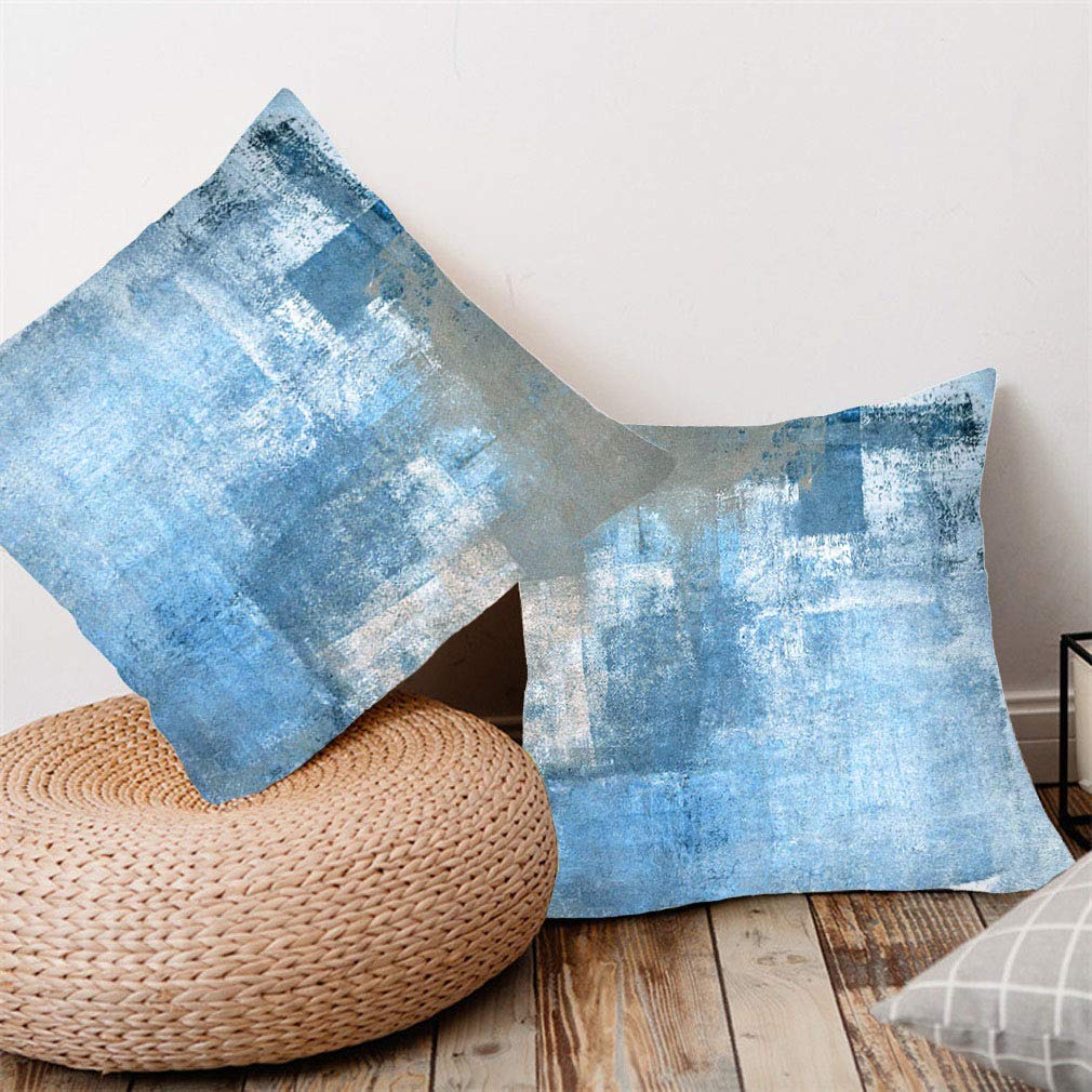 Blue Decorative Throw Pillow Covers 18x18 Inch - Set of 2 Soft Couch Cushion Covers for Living Room, Bedroom & Sofa - Perfect for Home Decor, Accent Pillows and Cozy Comfort