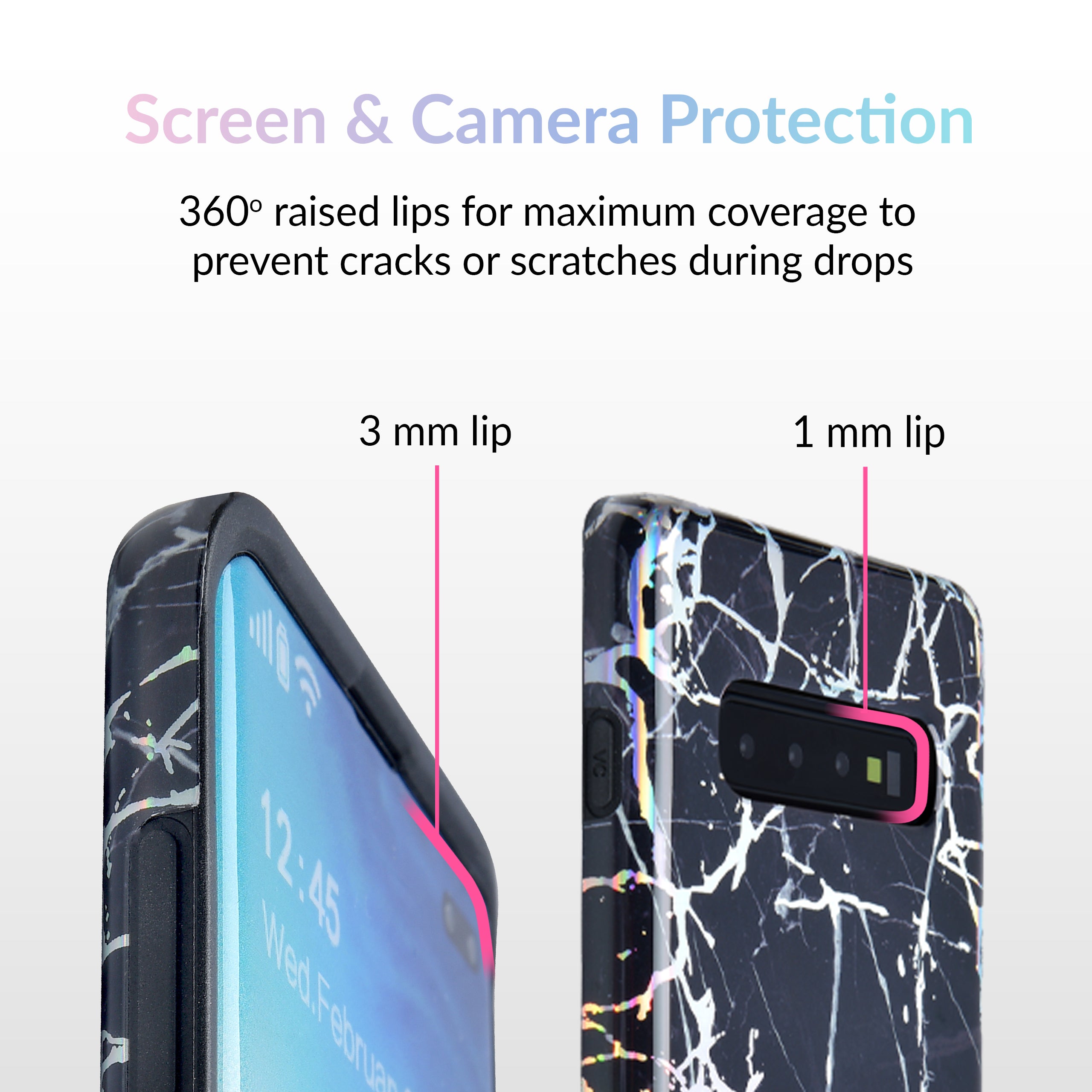 Holo Black Marble Samsung Galaxy Phone Case - Protective Slim Fit Cover for Galaxy S21/S22/S23 - Stylish & Durable for Everyday Use