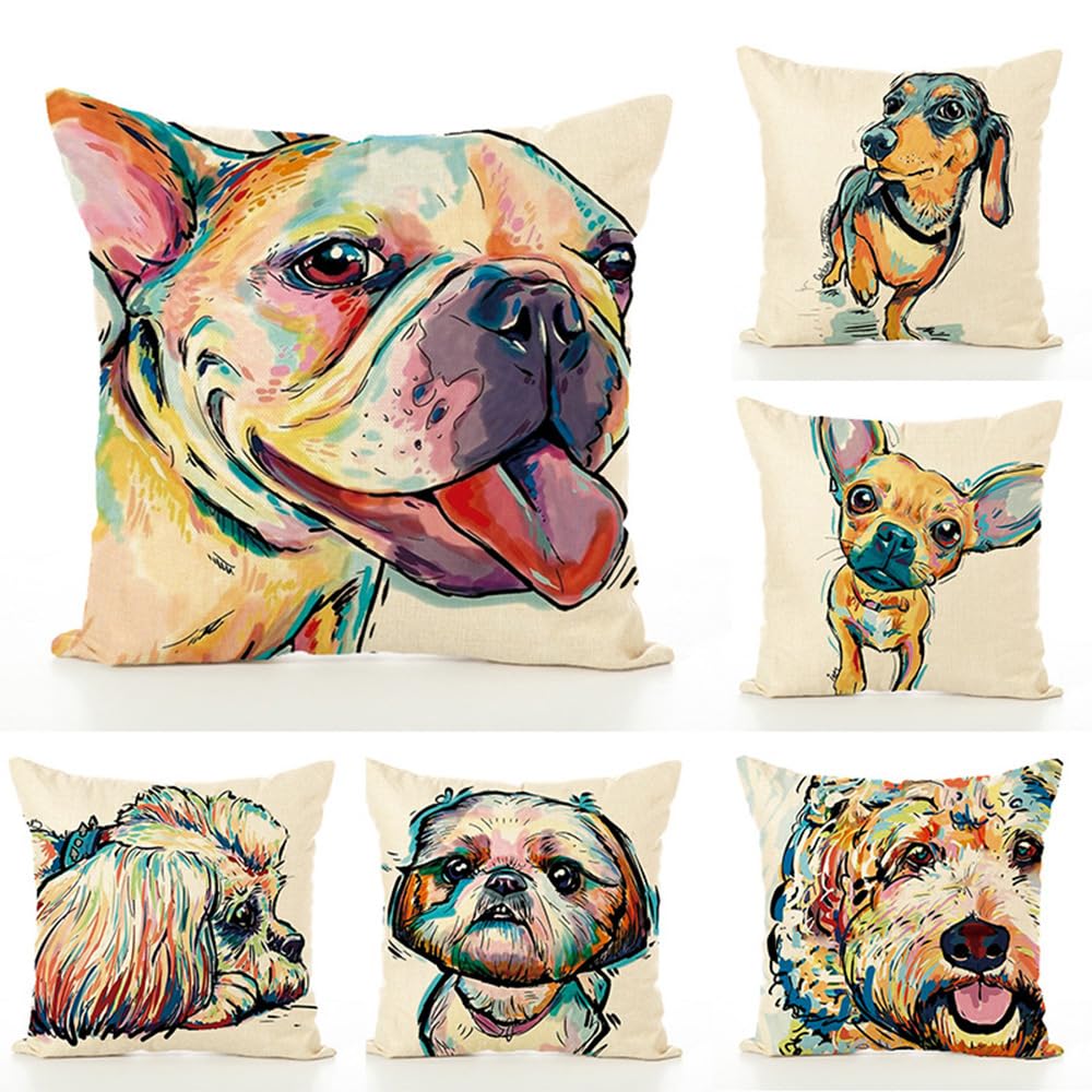 Labrador Retriever Dog Throw Pillow Covers - 18x18 Inch Cotton Linen Decorative Cushion Cases for Sofa, Bed & Home Decor - Perfect for Pet Lovers & Cozy Living Rooms