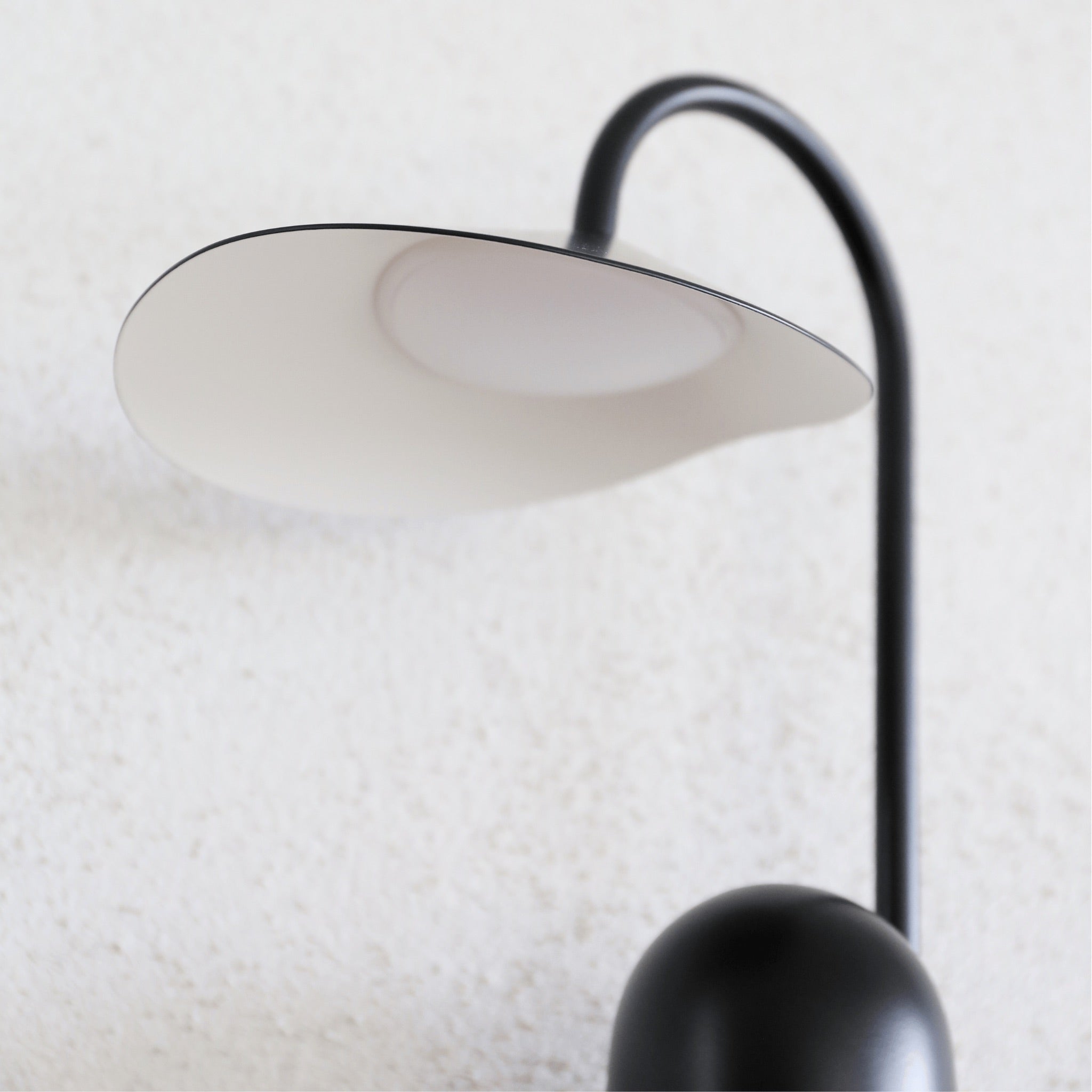 FERM LIVING Arum Portable LED Lamp - Black Rechargeable Battery Operated Light for Bedroom, Outdoor Camping & Travel