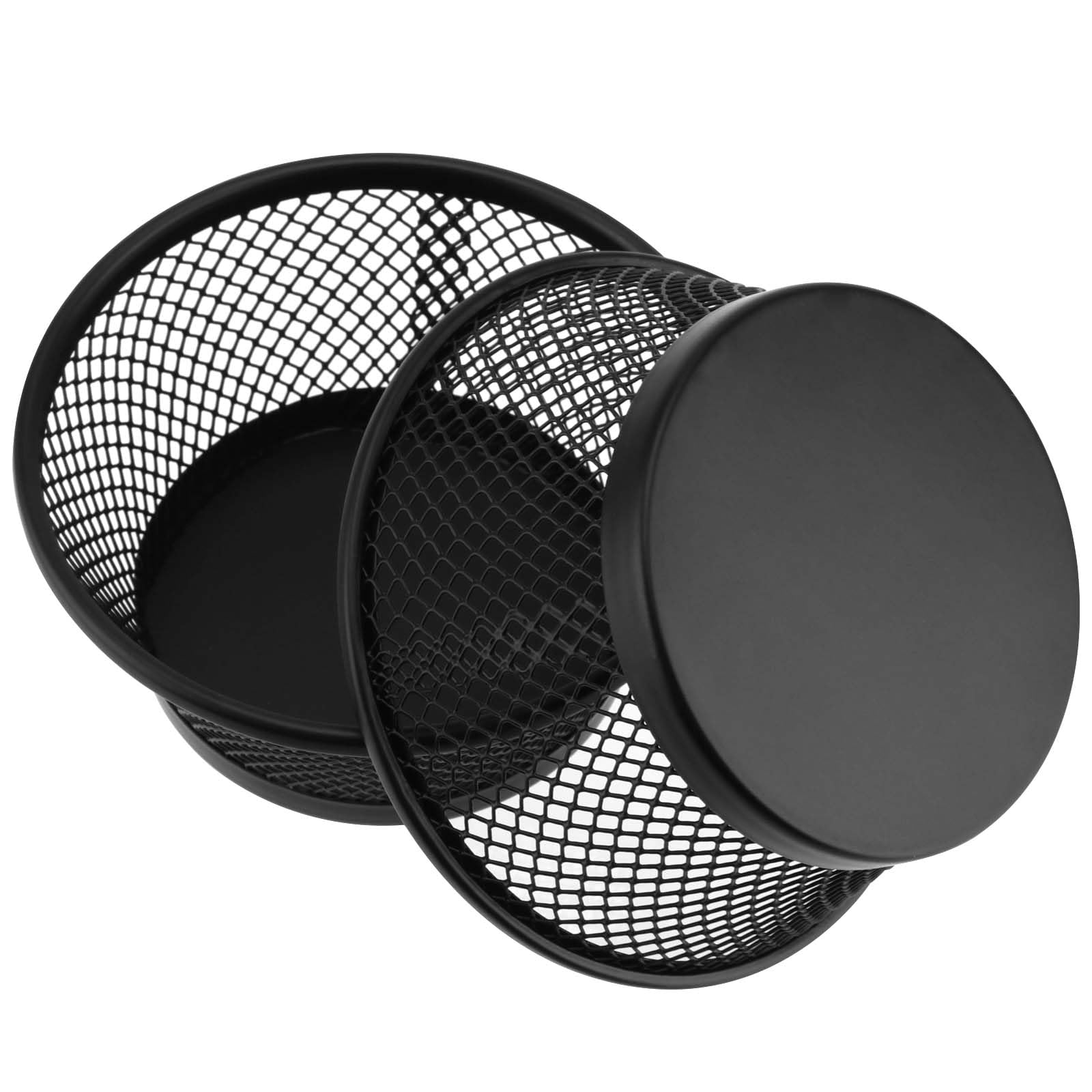 PINGEUI 20 Pack Black Metal Paper Clip Holder - Round Mesh Desk Organizer for Binder Clips & Paperclips - Bulk Office Supplies for Home, Office & School Organization