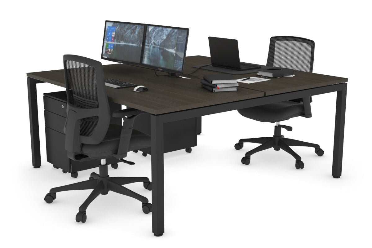 Quadro Square Legs 2 Person Office Workstation Desk - 1200L x 800W with Cable Management Scallop - Perfect for Shared Workspaces & Home Offices