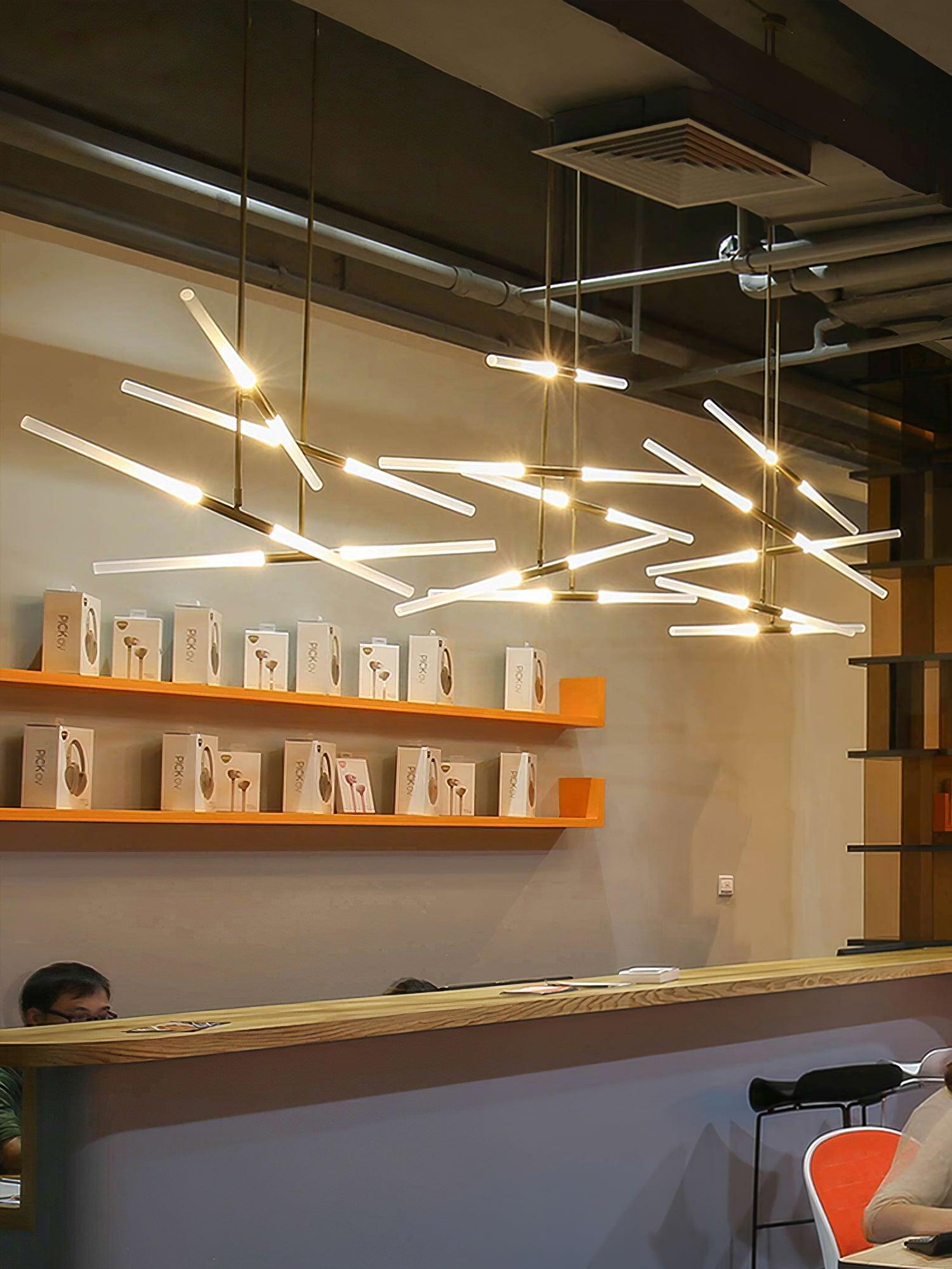 Hash Linear Suspension Light Fixture - Modern Minimalist Pendant Lighting for Kitchen Island, Dining Room & Bedroom