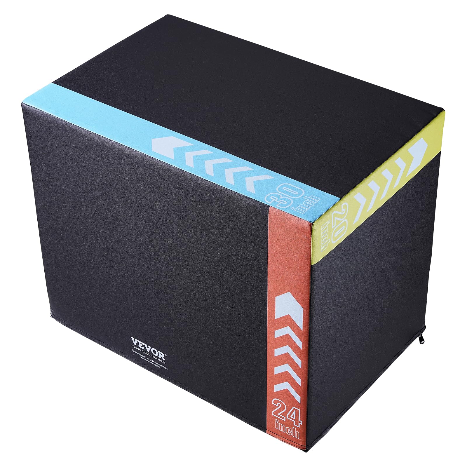 VEVOR 3-in-1 Plyometric Jump Box - 30/24/20 Inch Anti-Slip Fitness Platform for CrossFit, Home Gym & Strength Training | Agility Training Equipment for Box Jumps, Step Ups & Conditioning Workouts (Black)