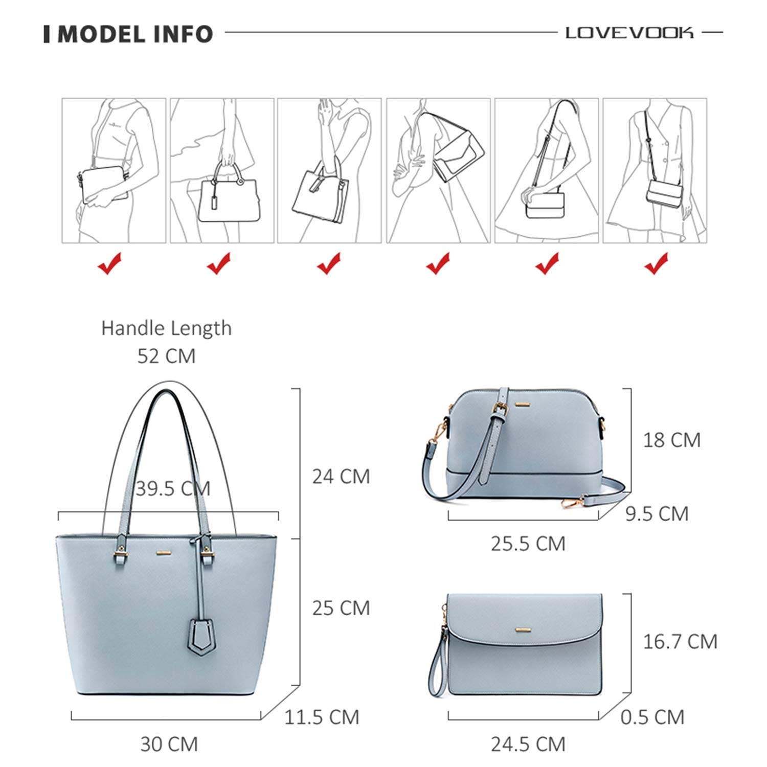 LOVEVOOK Women's Fashion Handbag Set - Tote, Shoulder & Top Handle Satchel Purse for Work, Travel & Everyday Use | Stylish & Functional Women's Bags
