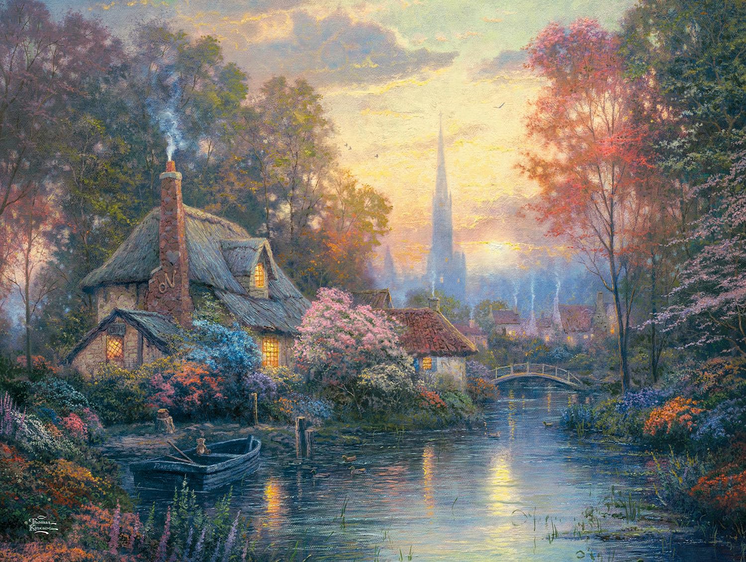 Ceaco Thomas Kinkade Nanette's Cottage 1500 Piece Jigsaw Puzzle - Beautiful Landscape Art for Adults & Teens - Perfect for Family Game Night & Relaxation