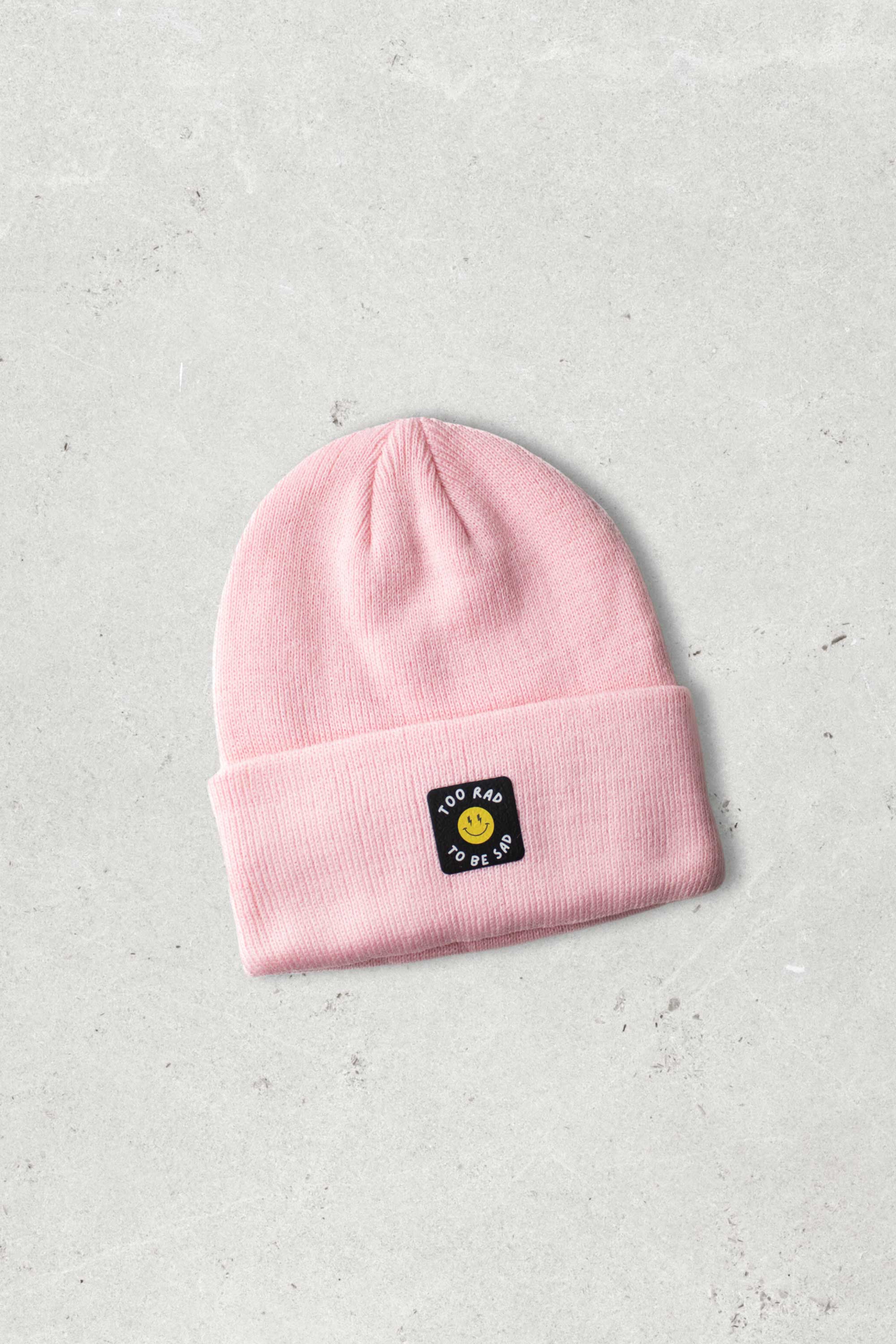 Too Rad To Be Sad Beanie - Soft Cotton Candy Color Unisex Winter Hat for Men & Women - Perfect for Cold Weather, Outdoor Activities, and Casual Streetwear