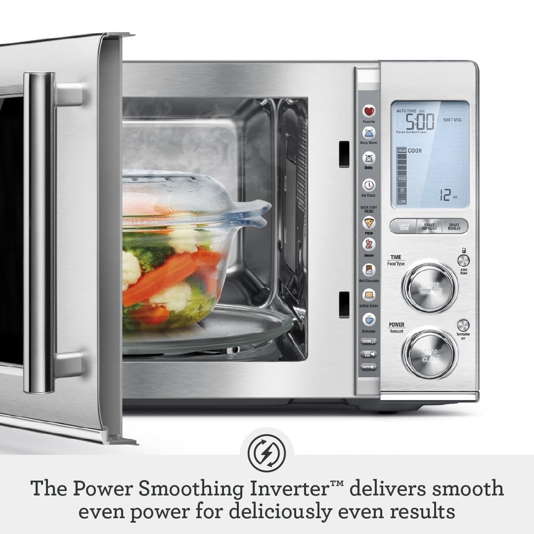 Breville BMO850BSS Smooth Wave Microwave - 1.2 Cu. Ft Stainless Steel Countertop Oven for Fast Cooking & Reheating | Perfect for Small Kitchens, Dorms & Offices