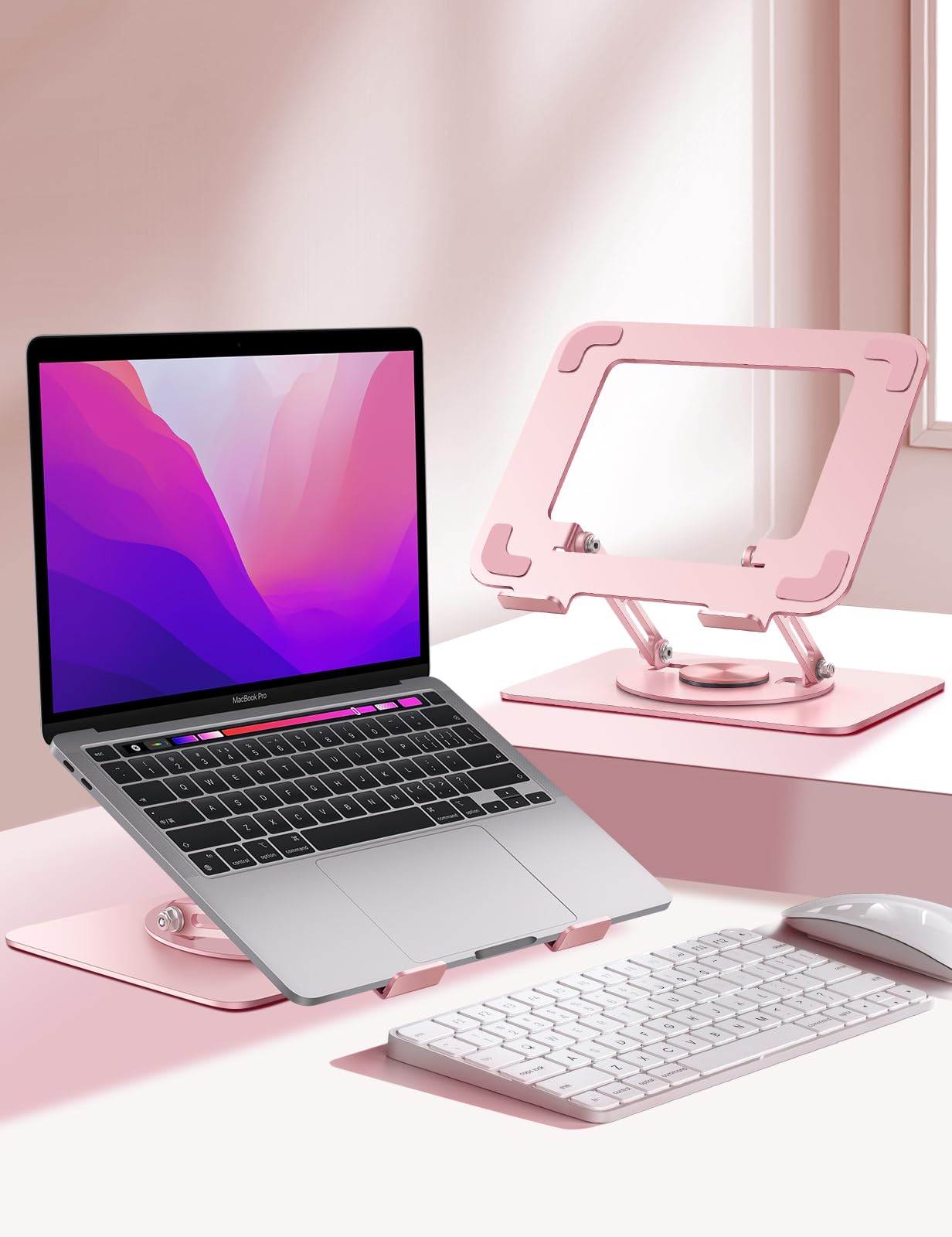 Vaydeer Adjustable Laptop Stand with 360° Rotation & Foldable Design - Ergonomic Laptop Riser for MacBook, Dell, HP 10-15.6 Inch Laptops (Pink) - Perfect for Home Office, Gaming & Workspace Setup