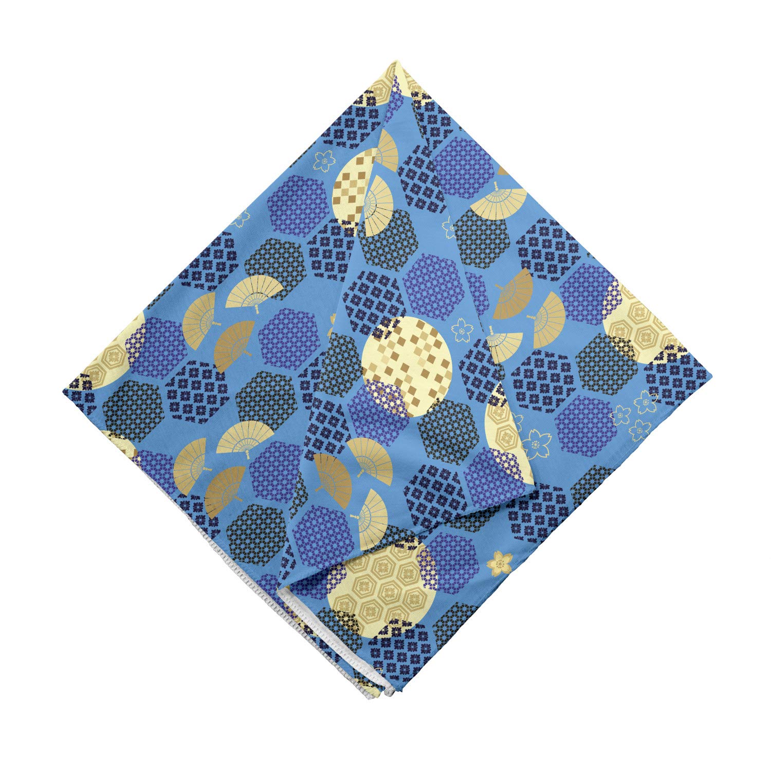 Ambesonne Japanese Bandana - Unisex Head & Neck Scarf with Ethnic Hexagon & Fan Design - Perfect for Outdoor Activities, Sports, and Fashion Accessories