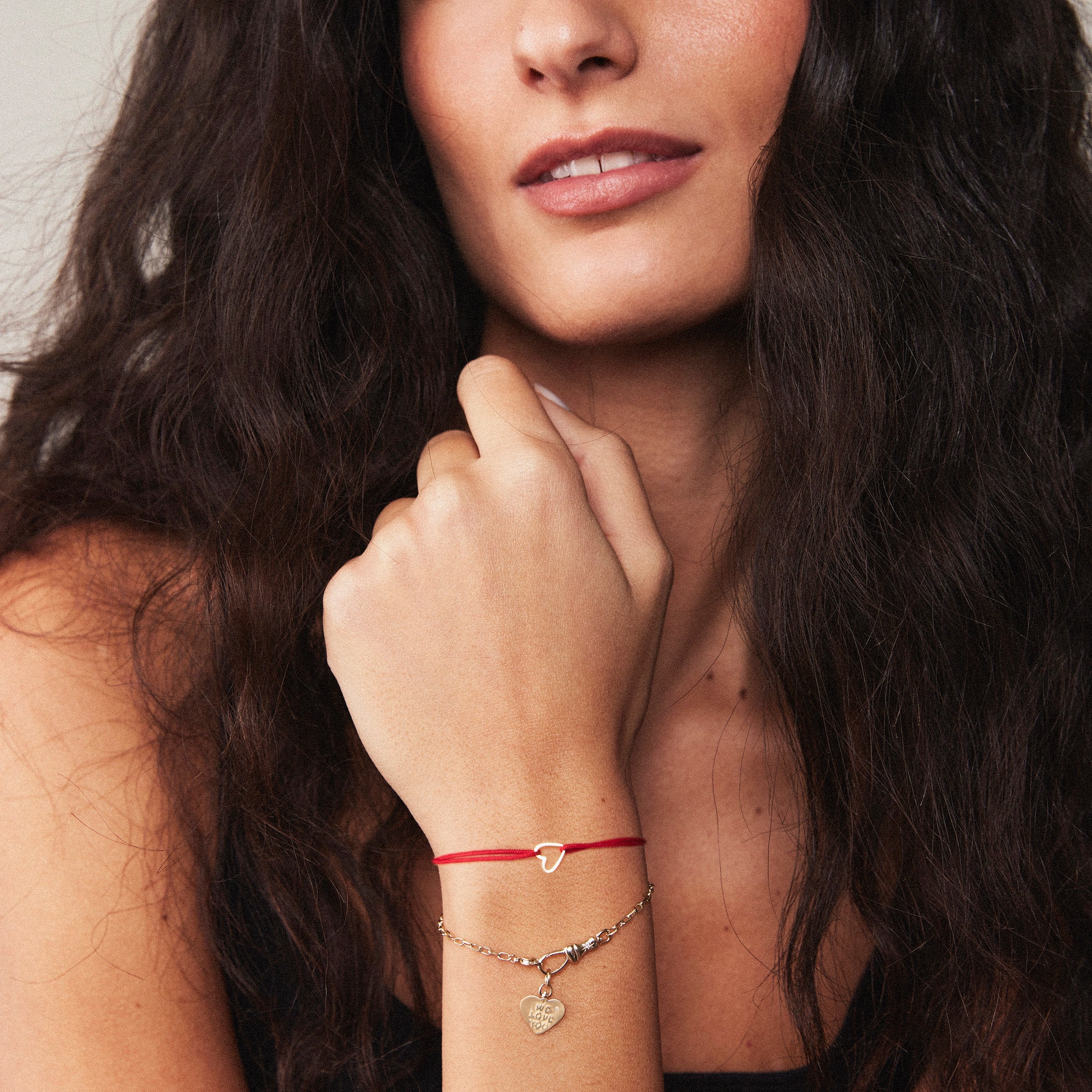 10K Yellow Gold Heart Cord Bracelet with Red Cord - Romantic Gift for Her, Valentine's Day, Anniversary & Everyday Wear