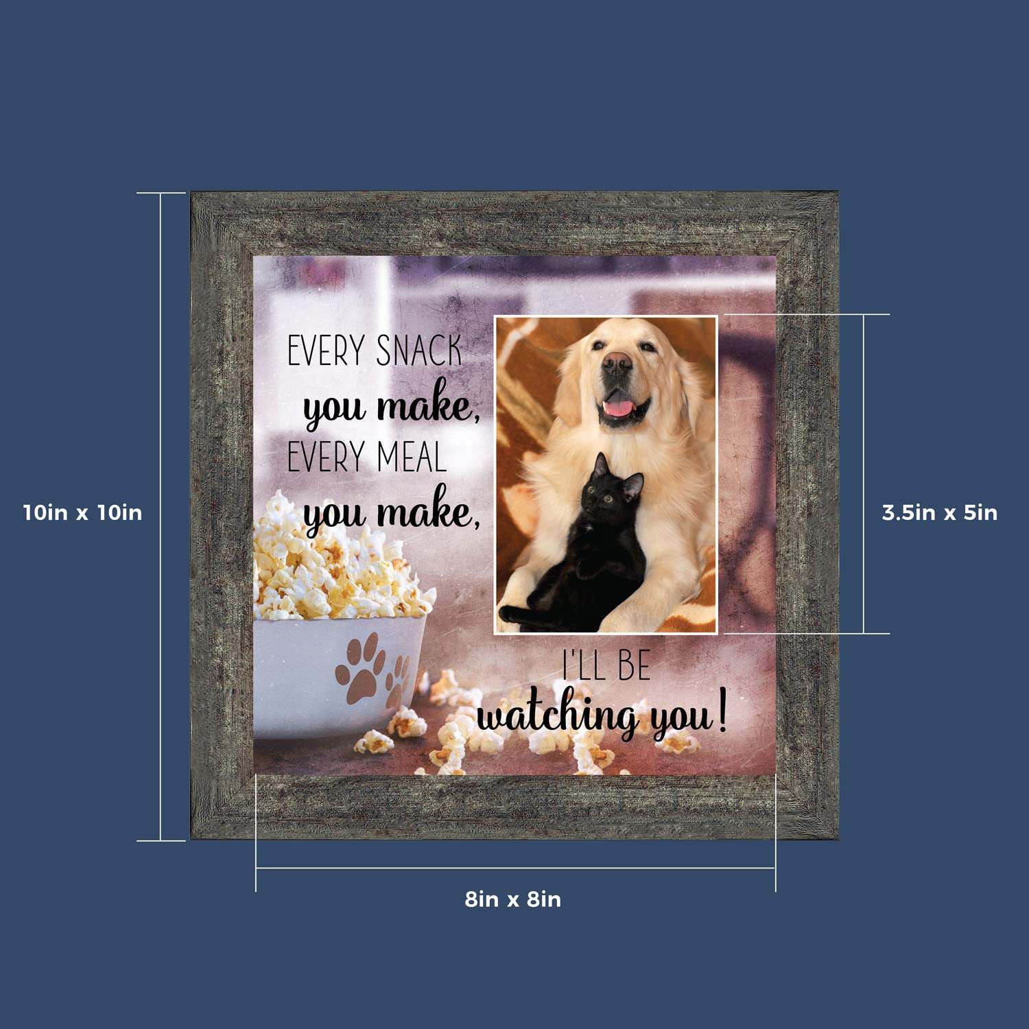 Crossroads Home Décor Dog Picture Frame with Snacks - Paw Print Wall Art for Pet Lovers - Perfect for Living Room, Bedroom, or Dog Nursery Decor (6437BW)
