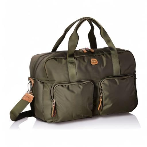 Bric's X-BAG 18-Inch Cargo Duffle Bag - Premium Olive Travel Bag with Luggage Sleeve | Water-Resistant Satin Nylon Carry-On & Weekender | Perfect for Business Trips, Gym & Weekend Getaways