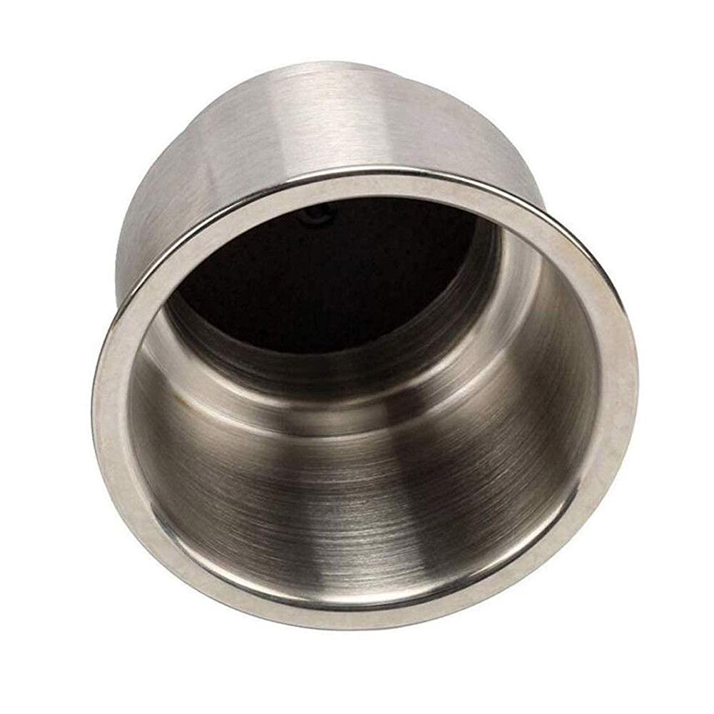 Stainless Steel Cup Holder Inserts (2 Pack) - Brushed Bottle Holders with Drain for Marine Boat, Yacht, Truck, RV & Car Seat - Perfect for Road Trips, Boating & Outdoor Adventures