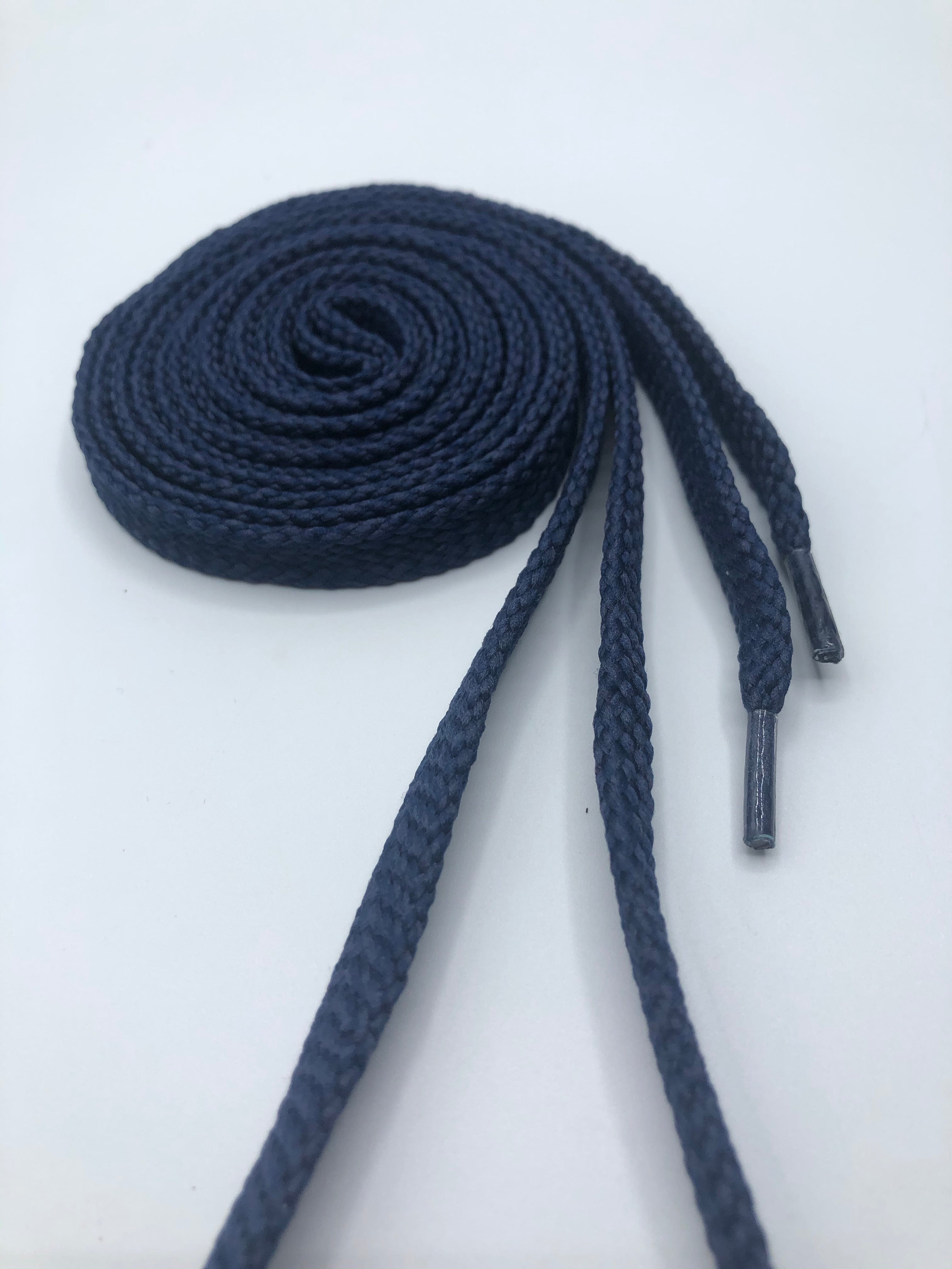 Premium Flat Solid Shoelaces - Navy Blue (2 Pairs) | Durable No-Tie Laces for Sneakers, Running Shoes & Casual Footwear | Perfect for Sports, Work & Everyday Wear