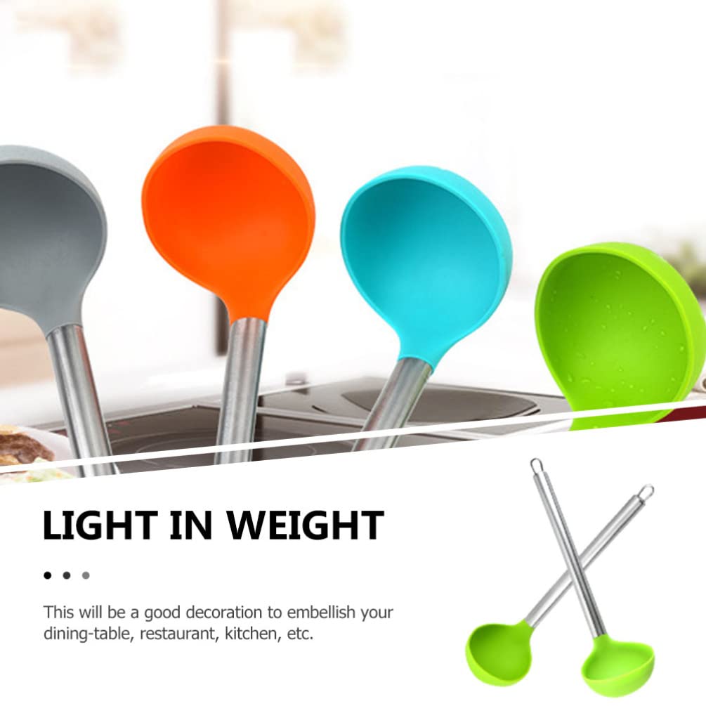2-Pack Reusable Silicone Soup Ladles with Long Handle - BPA-Free Kitchen Spoons for Cooking, Serving Rice & Soup - Perfect for Home, Restaurants & Outdoor Picnics