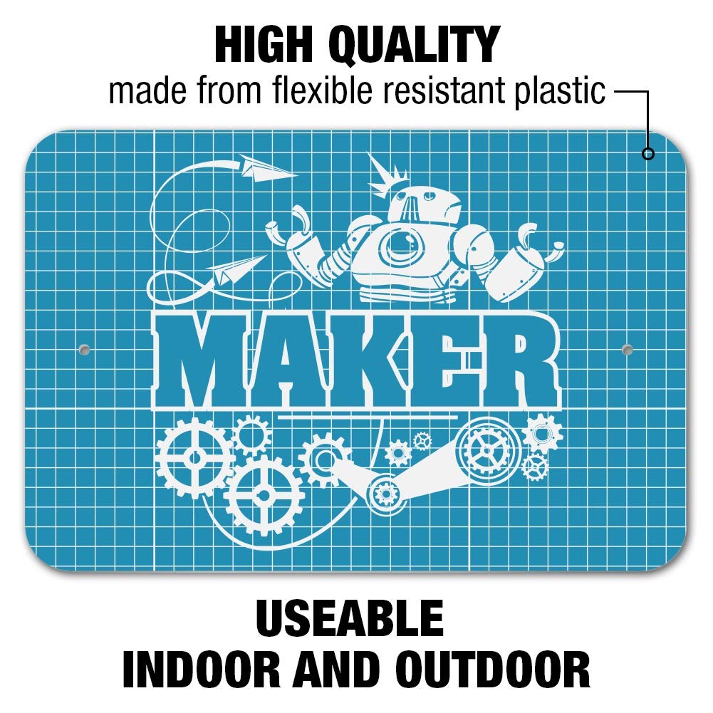 Custom Robot and Gears Blueprint Design Wall Art - Unique Home Office Decor for Tech Enthusiasts | Perfect for Man Cave, Workshop & Industrial Style Spaces