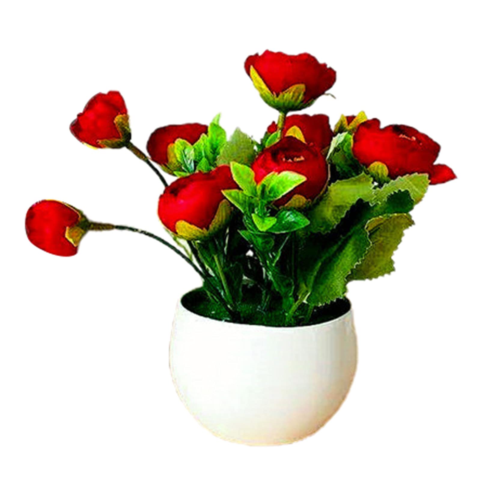 Grey990 Artificial Bonsai Rose Plant - Realistic Plastic Potted Flower for Home, Office, Garden & Desktop Decor - Perfect for Indoor Greenery, Wedding Centerpieces & Feng Shui Decorations