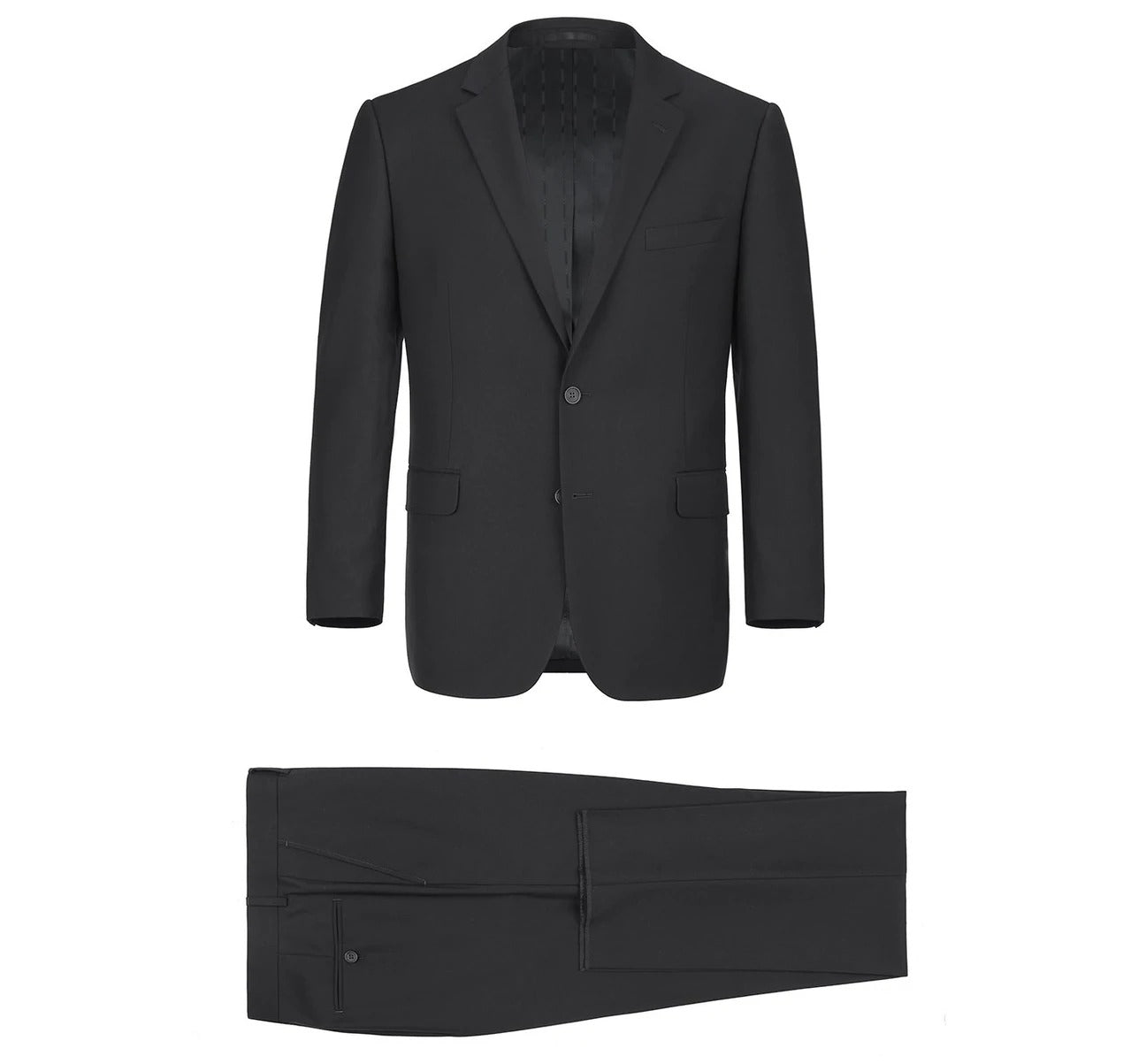 Alessandro Vitello by Renoir Black 2-Piece Classic Fit Single Breasted Notch Lapel Suit for Men | Business Formal Attire | Office Wear, Weddings & Special Occasions