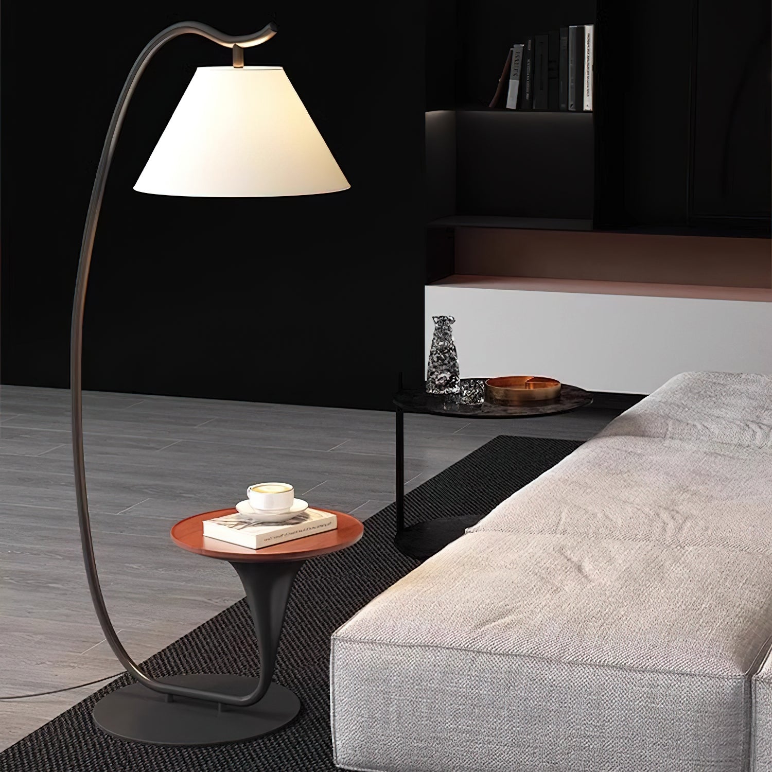 Modern Curved Floor Lamp for Living Room - Adjustable Standing Light with LED Bulb for Bedroom, Office & Reading Corner - Warm White Lighting for Home Decor