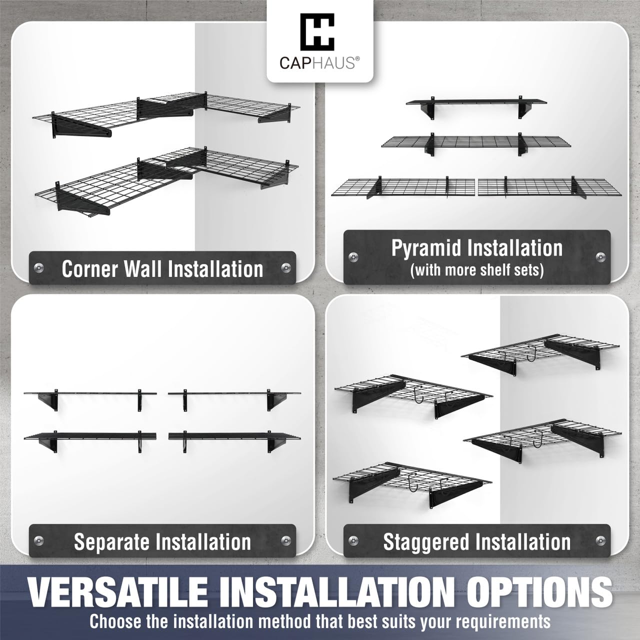 CAPHAUS Heavy Duty Garage Wall Shelving - 72