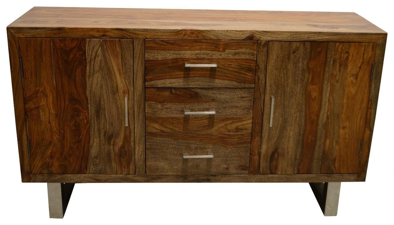 Solid Wood Sideboard - Indian Cromer Design - Natural Finish - 40x145x85cm - Perfect for Dining Room, Living Room & Home Storage