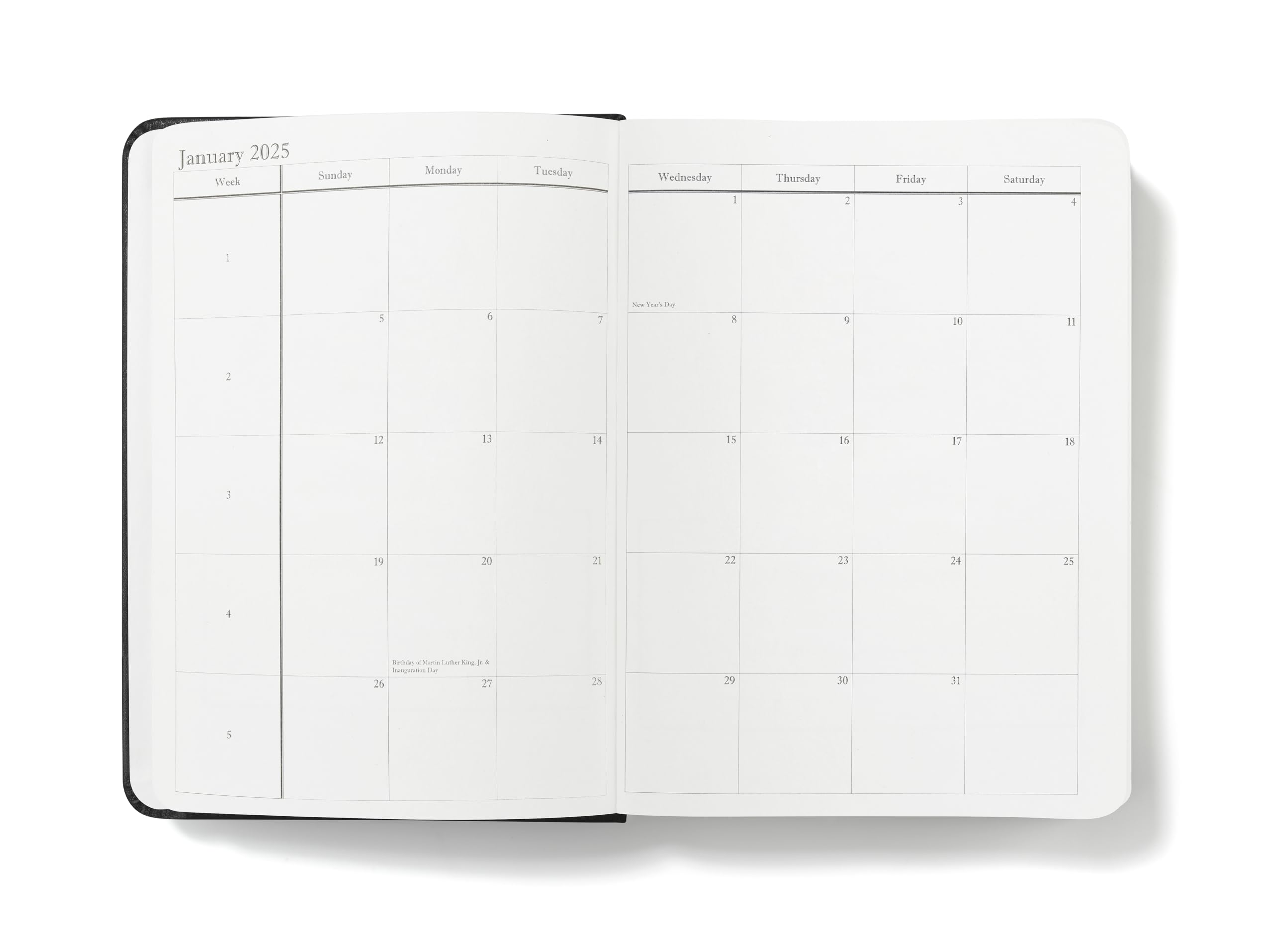 Wykeham's Executive 2025 Daily Planner & Journal - Premium Leather Cover, 4.5×3.5 Inch Compact Size, Perfect for Business Professionals, Students & Productivity Tracking (Black) - Ideal for Office, School & Travel Organization