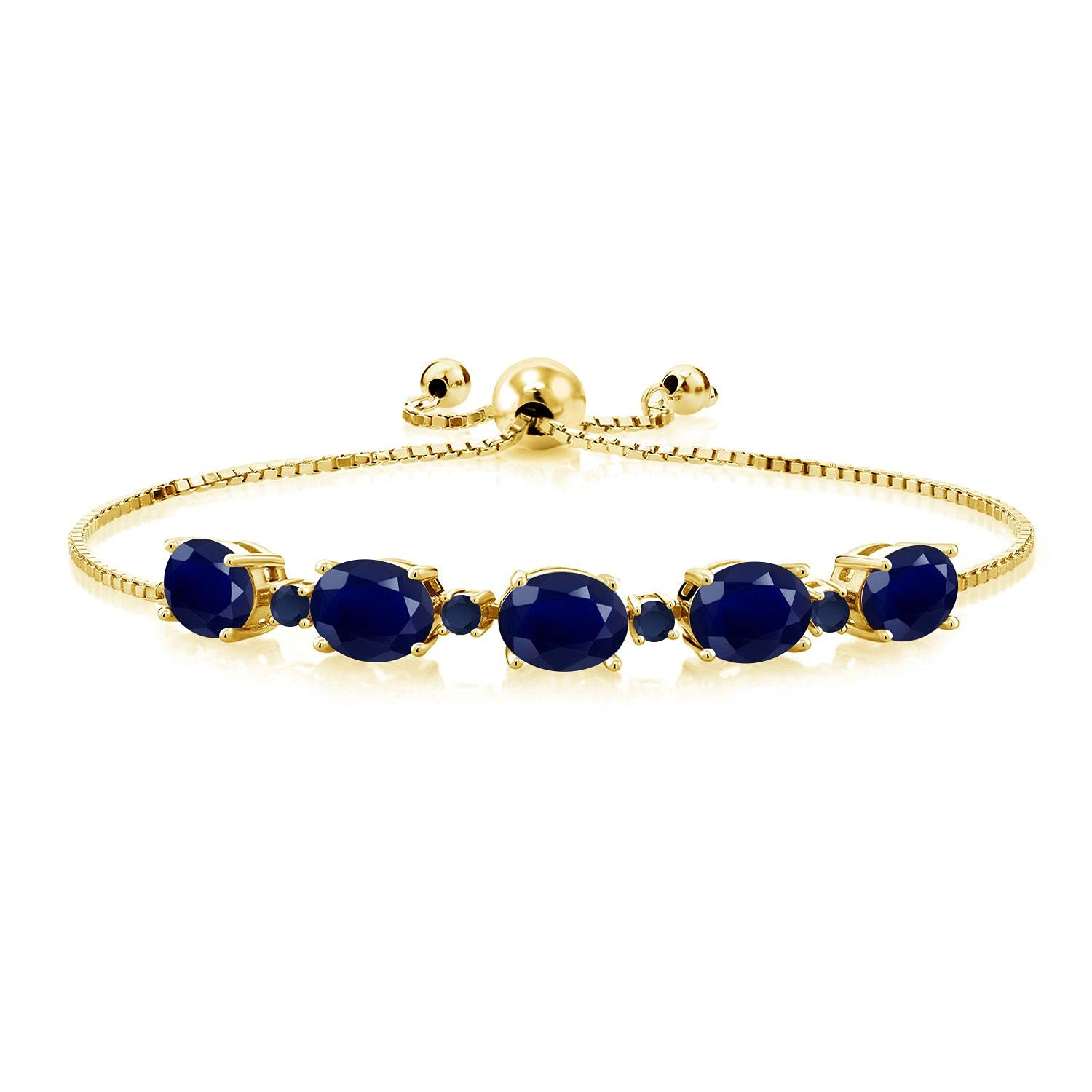 9.24 Ct Oval Blue Sapphire Bracelet - 18K Yellow Gold Plated Silver Jewelry for Women | Elegant Gift for Anniversary, Birthday & Special Occasions