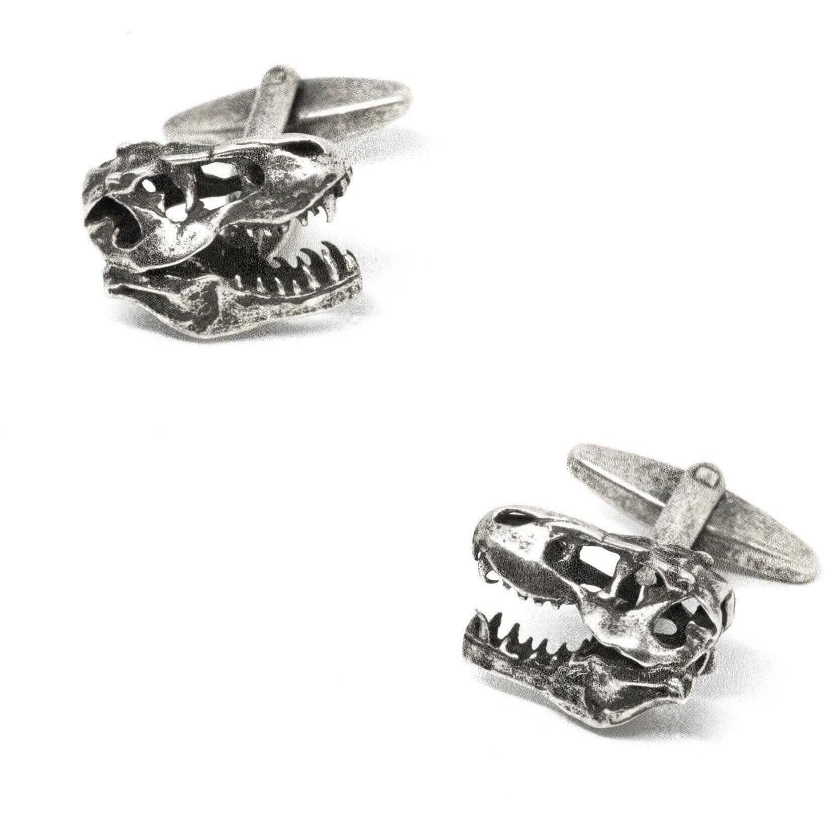Stylish T-Rex Skull Dinosaur Cufflinks for Men - Premium Stainless Steel Dinosaur Bone Jewelry - Perfect for Formal Wear, Business Meetings & Gifts