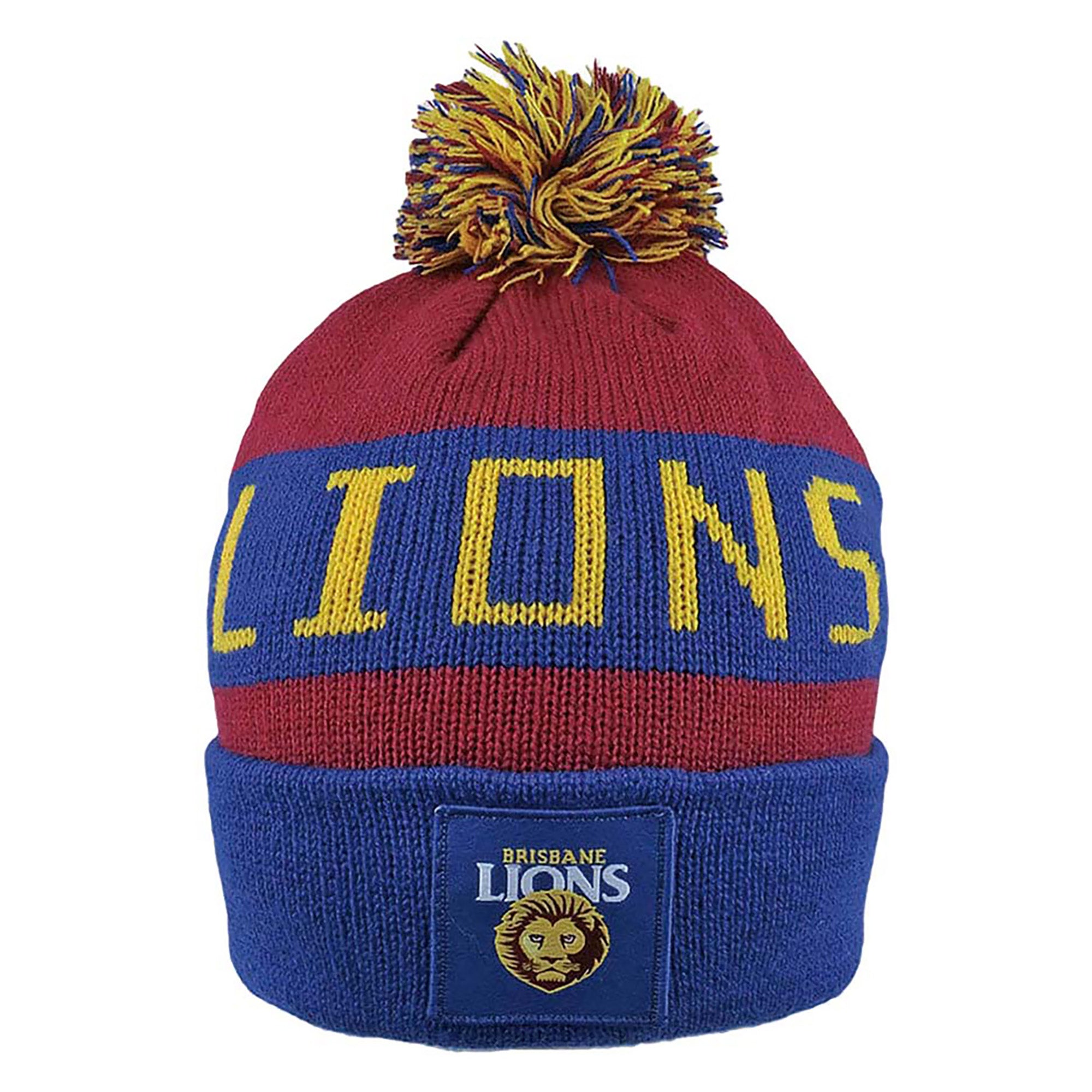 Brisbane Lions AFL Football Club Bar Beanie for Adults - Official Team Merchandise for Fans, Game Day & Outdoor Winter Wear