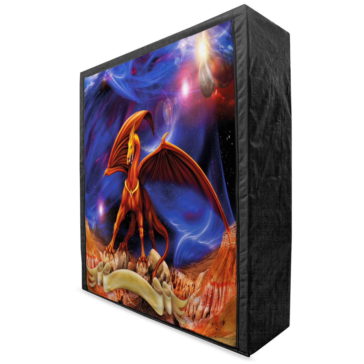 Ambesonne Dragon Themed Portable Fabric Wardrobe with Fantasy Knight & Galaxy Design - 59