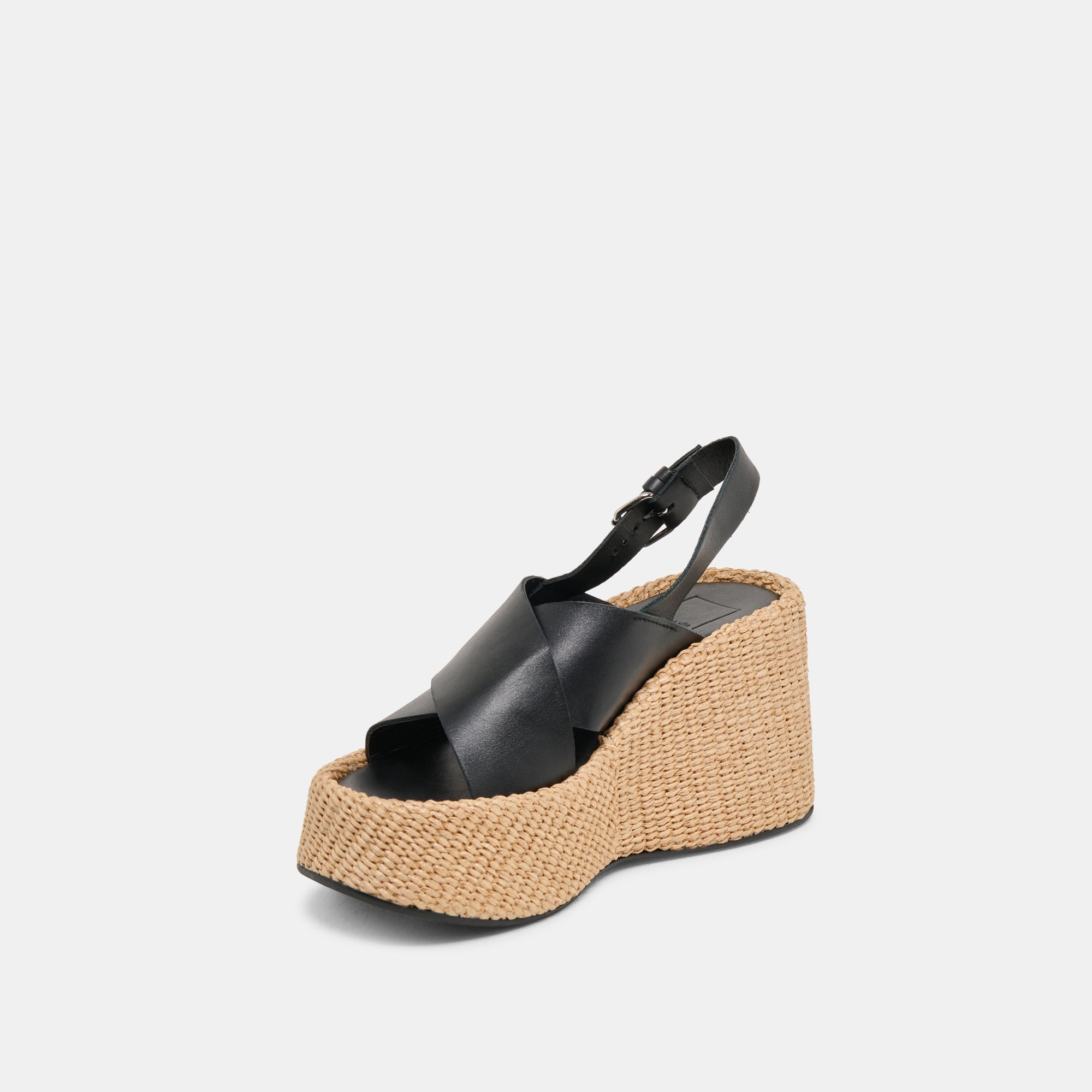 SKYLAR Women's Black Leather Wedge Sandals - Comfortable & Stylish for Summer, Beach, and Casual Outings