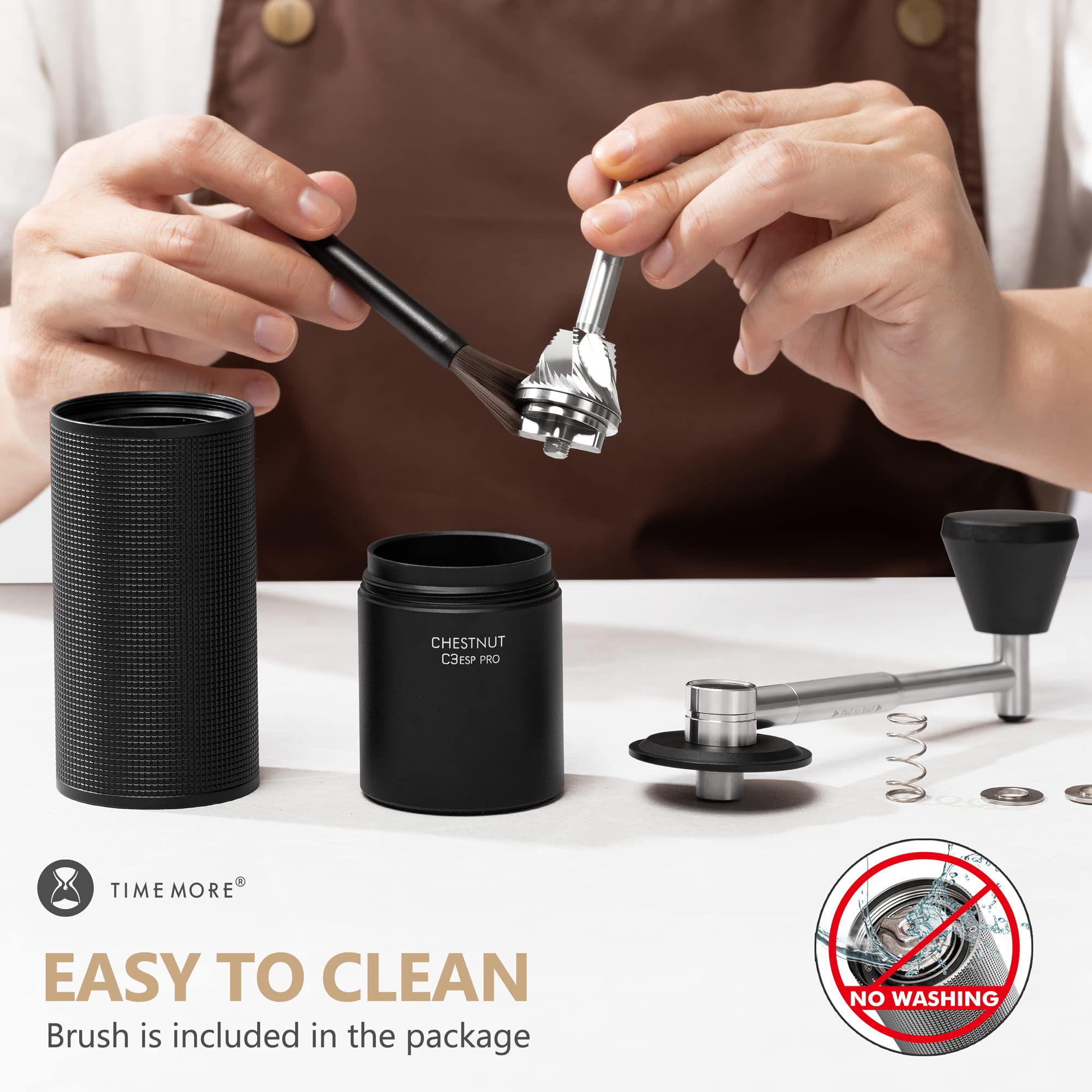 TIMEMORE Chestnut C3 ESP Pro Manual Coffee Grinder - Premium Stainless Steel S2C Conical Burr, Foldable Handle & Adjustable Settings for Espresso, French Press, Pour Over & Cold Brew - Perfect for Home, Office & Travel Use - Black