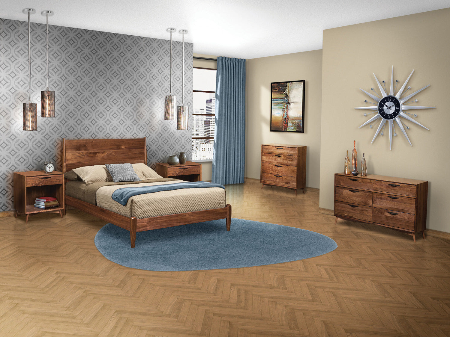 Kenton Solid Hardwood Mid Century Modern Style Platform Bed Frame - Queen Size Bed with Wooden Slats for Easy Assembly - Perfect for Contemporary Bedrooms & Guest Rooms