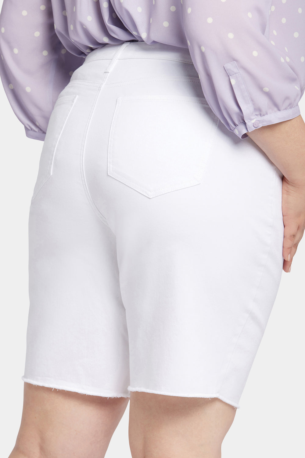 Plus Size Boyfriend Denim Shorts in Optic White - Comfortable & Stylish Women's Casual Wear for Summer Outings & Beach Vacations