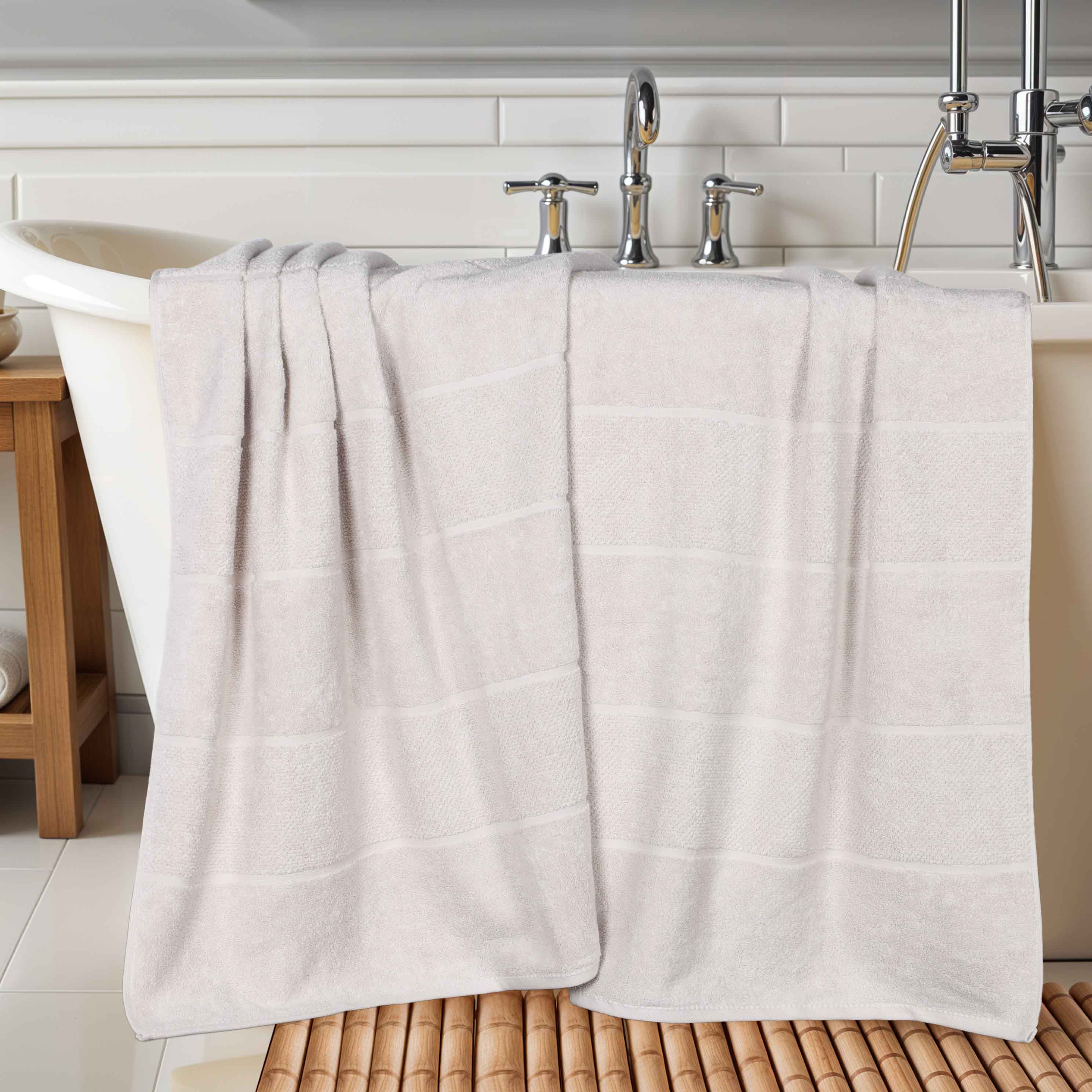 Milo Smart Twist Cotton Solid Ribbed Design Bath Sheets, Set of 2 - Ultra Soft & Absorbent Luxury Towels for Spa, Bathroom & Beach Use
