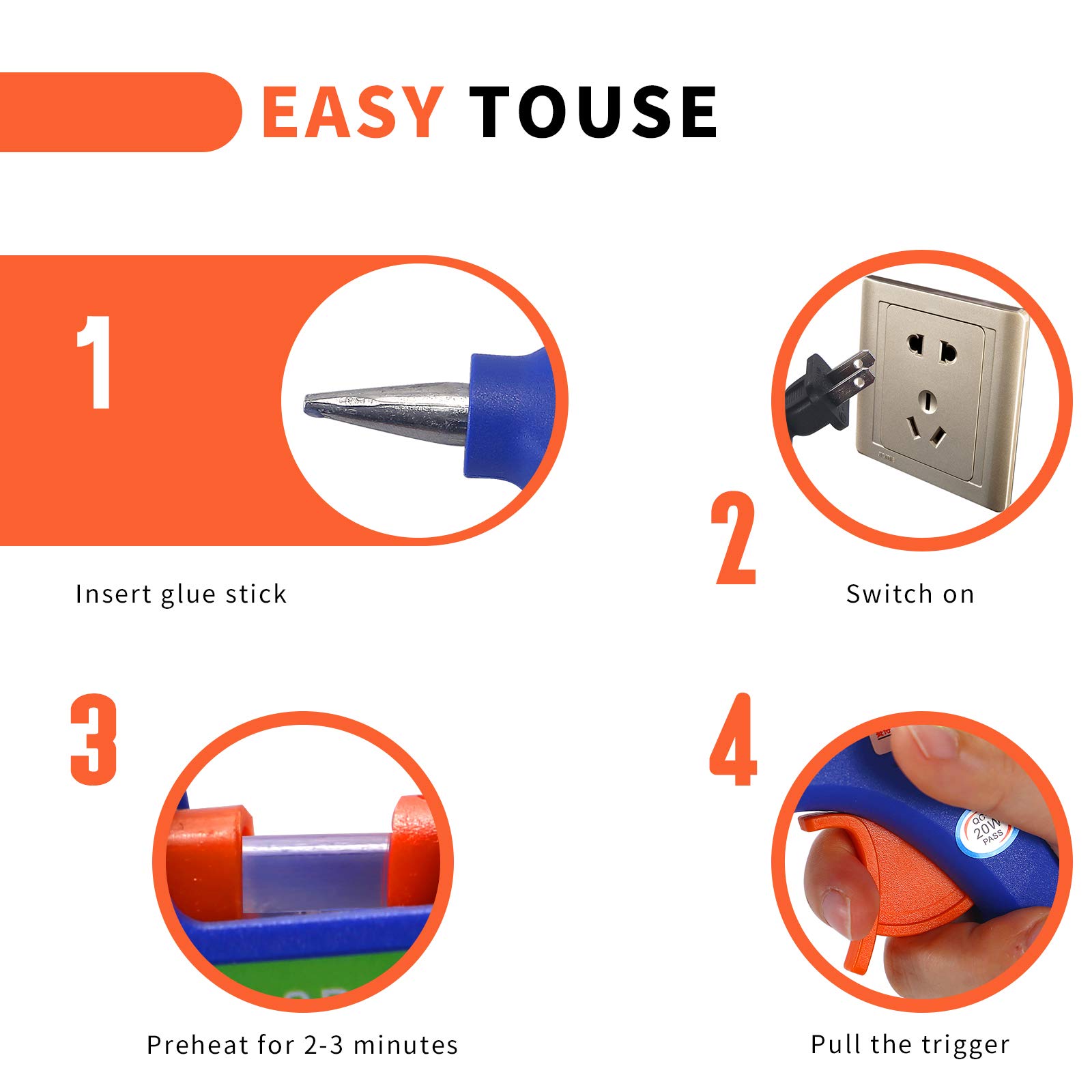 Hot Melt Glue Gun Kit with 20 Glue Sticks & 20 Wood Craft Sticks - Mini Craft Glue Gun with Hardshell Case for DIY, School Projects, Home Decor, Jewelry Making & Scrapbooking
