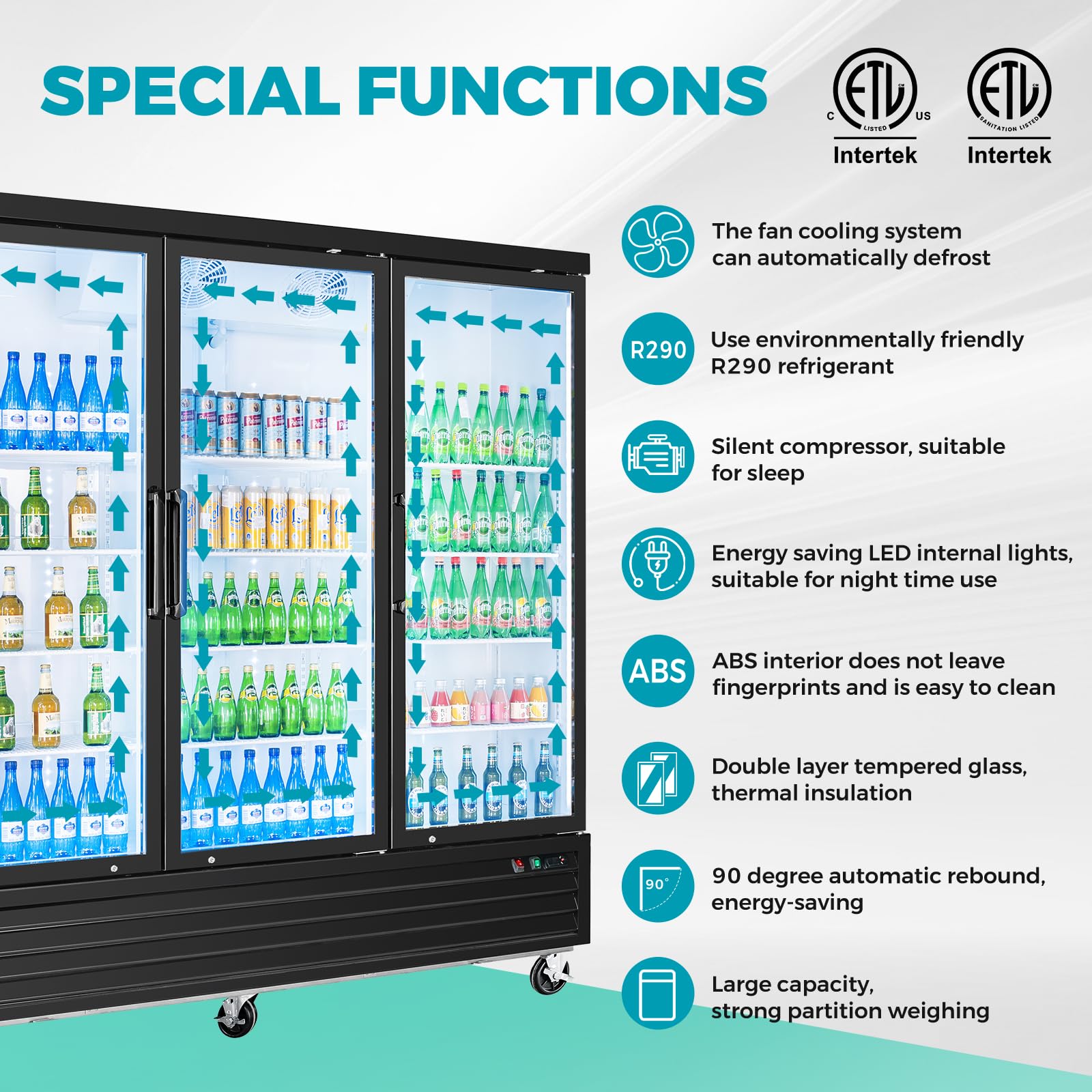 62 Cu.Ft Commercial Beverage Refrigerator with Glass Door - LED Display Cooler for Drinks, Beer, Wine - Energy Efficient Merchandiser Fridge for Restaurants, Grocery Stores & Home Bars - Perfect for Commercial Kitchens, Convenience Stores & Entertainment Areas