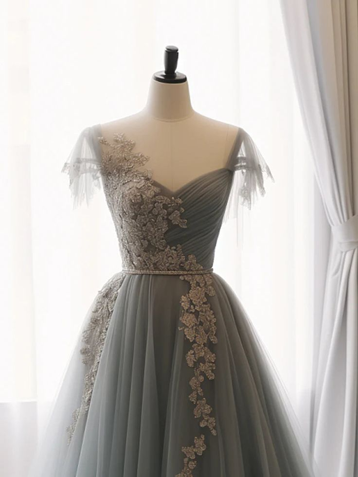 Elegant A-Line Tulle Lace Long Prom Dress for Formal Party & Evening Gown - Style J4369 | Perfect for Homecoming, Wedding Guest, Quinceañera & Special Occasions