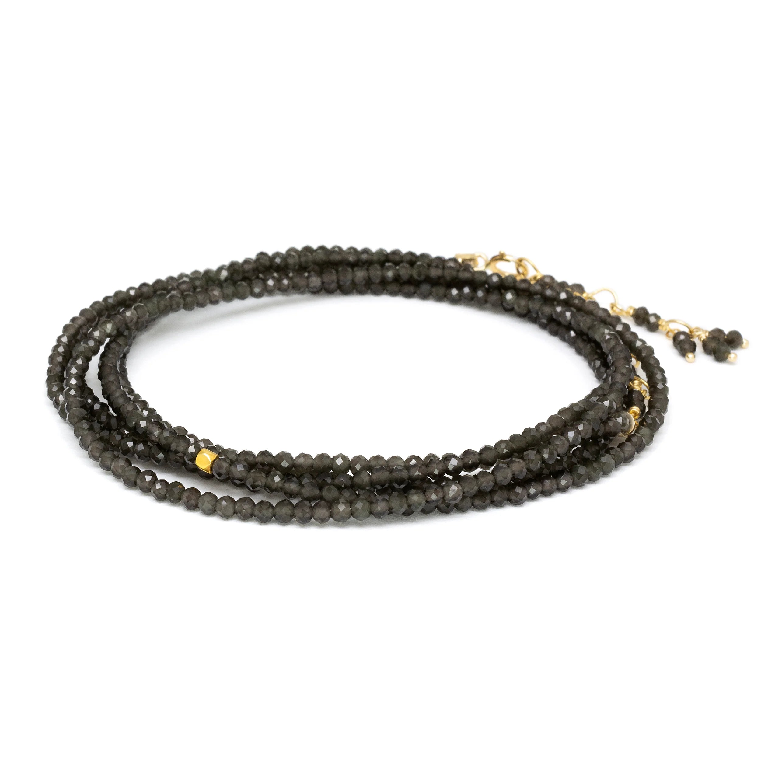 Anne Sportun Obsidian Bead Wrap Bracelet & Necklace Set - Handmade Black Lava Stone Jewelry for Women - Perfect for Yoga, Meditation & Spiritual Healing