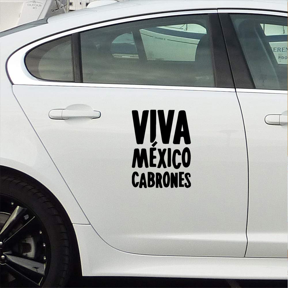 Viva Mexico Cabrones (Black) - Set of 2 Premium Waterproof Vinyl Decal Stickers for Laptop, Phone, Helmet, Car Window, Bumper, Mug, Cup, Door & Wall Decor - Perfect for Mexican Pride, Gifts & Personalization