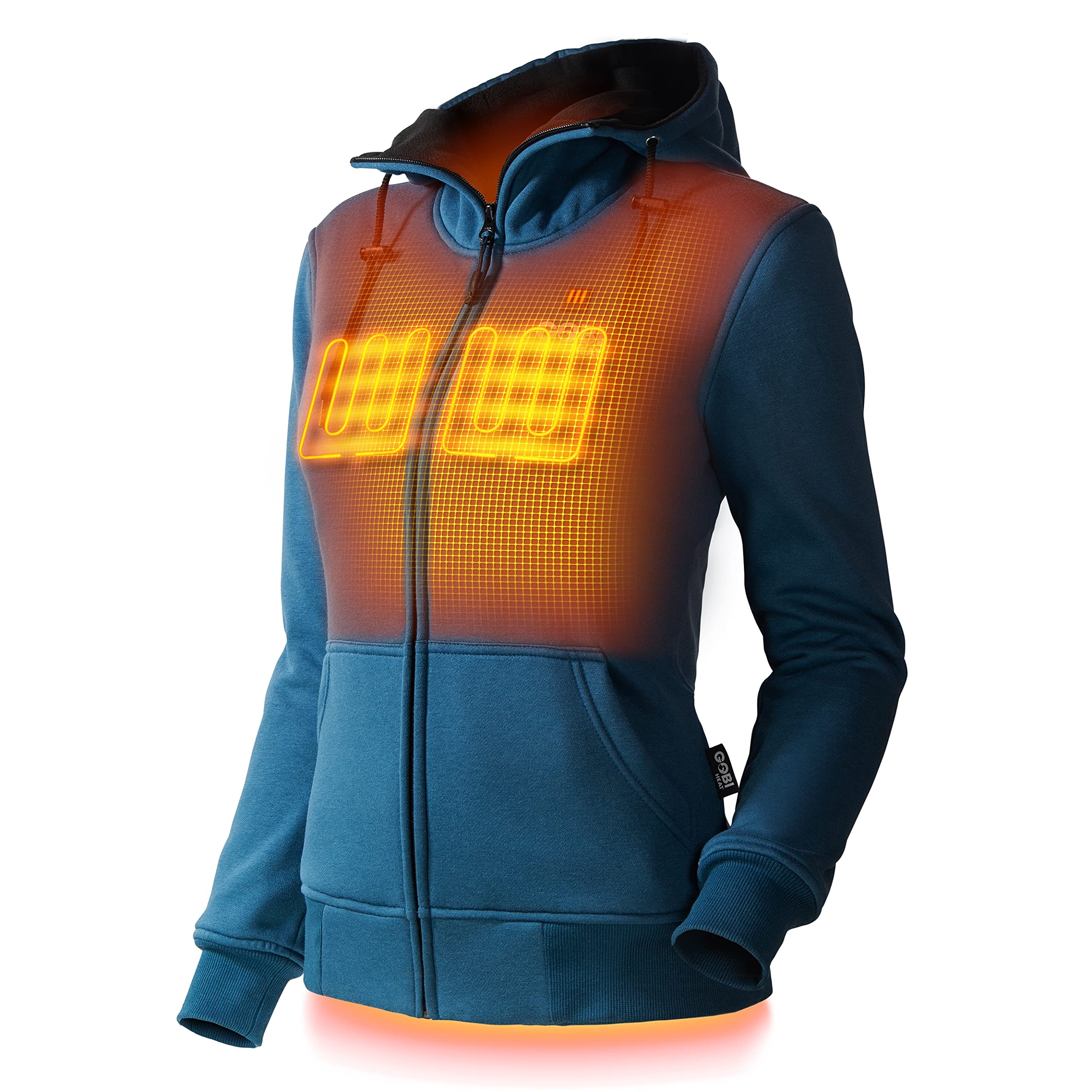 Ridge Women's Heated Hoodie Jacket - 10 Hours Battery Powered Heating | USB Rechargeable with Included Battery Pack | Machine Washable | Perfect for Winter Outdoor Activities, Camping & Hiking