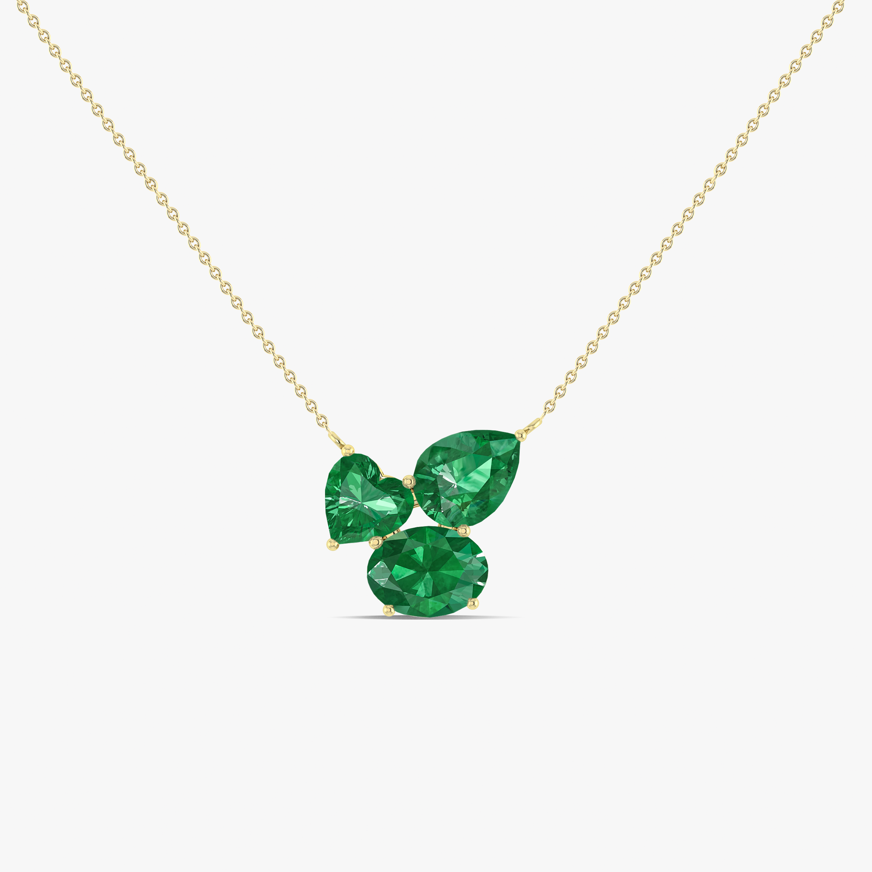 Emerald Three Stone Pendant Necklace - 14K Gold Dainty Jewelry for Women - Perfect for Weddings, Anniversaries & Special Occasions