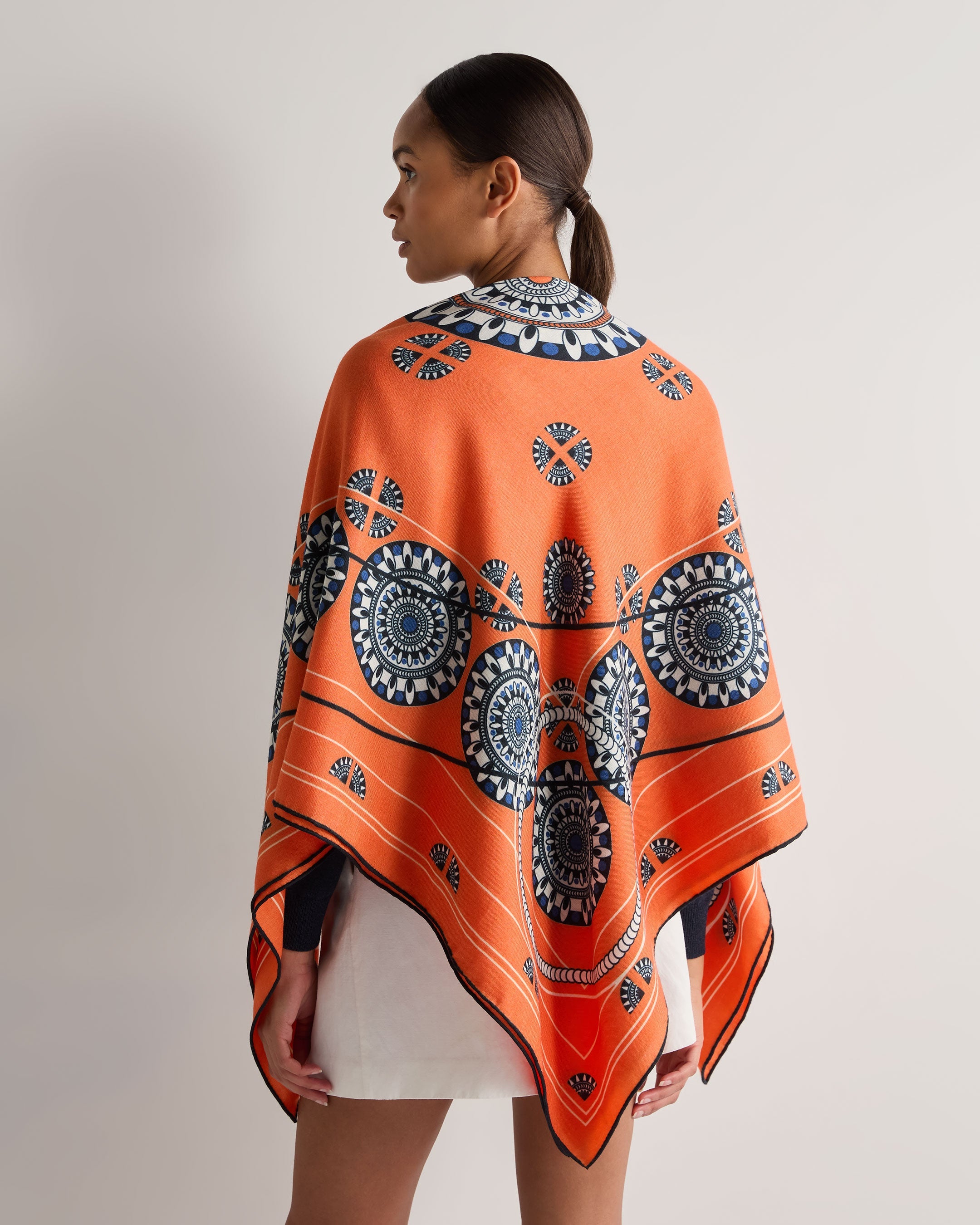 Stylish Women's Printed Foulard Orange Scarf - Lightweight Fashion Accessory for Spring & Fall Outfits, Office Wear and Travel Essentials