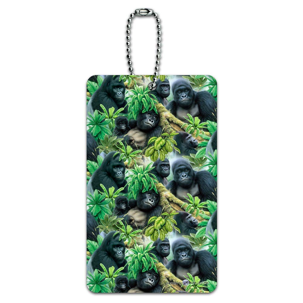 Gorilla Forest Family Pattern Luggage Tag - Durable Suitcase ID Card Holder for Travel Accessories | Perfect for Carry-On Bags, Backpacks & Suitcase Identification