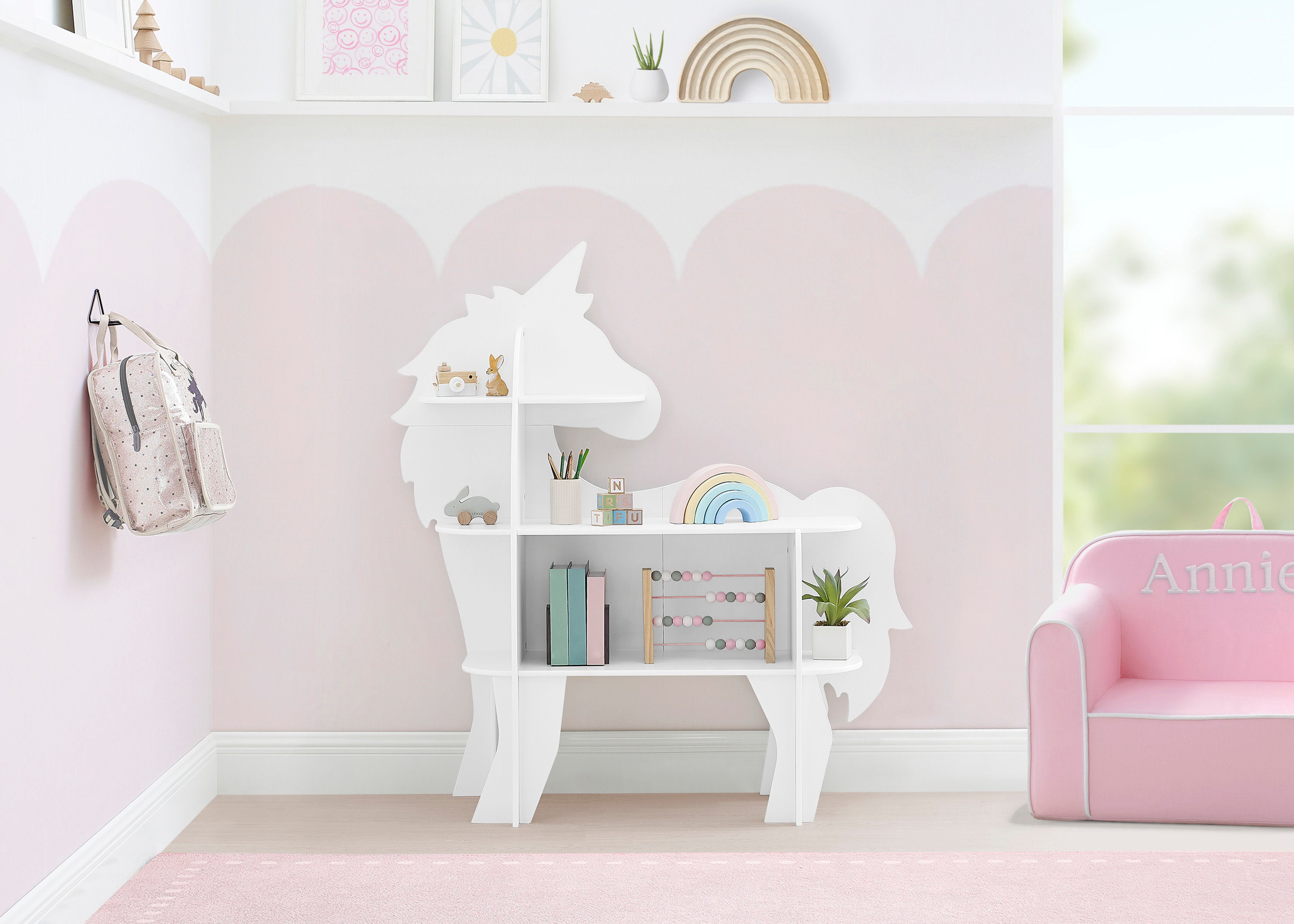 Magical Unicorn Bookcase for Kids - Colorful Bookshelf with Storage for Bedroom & Playroom - Perfect for Organizing Books, Toys & Decor