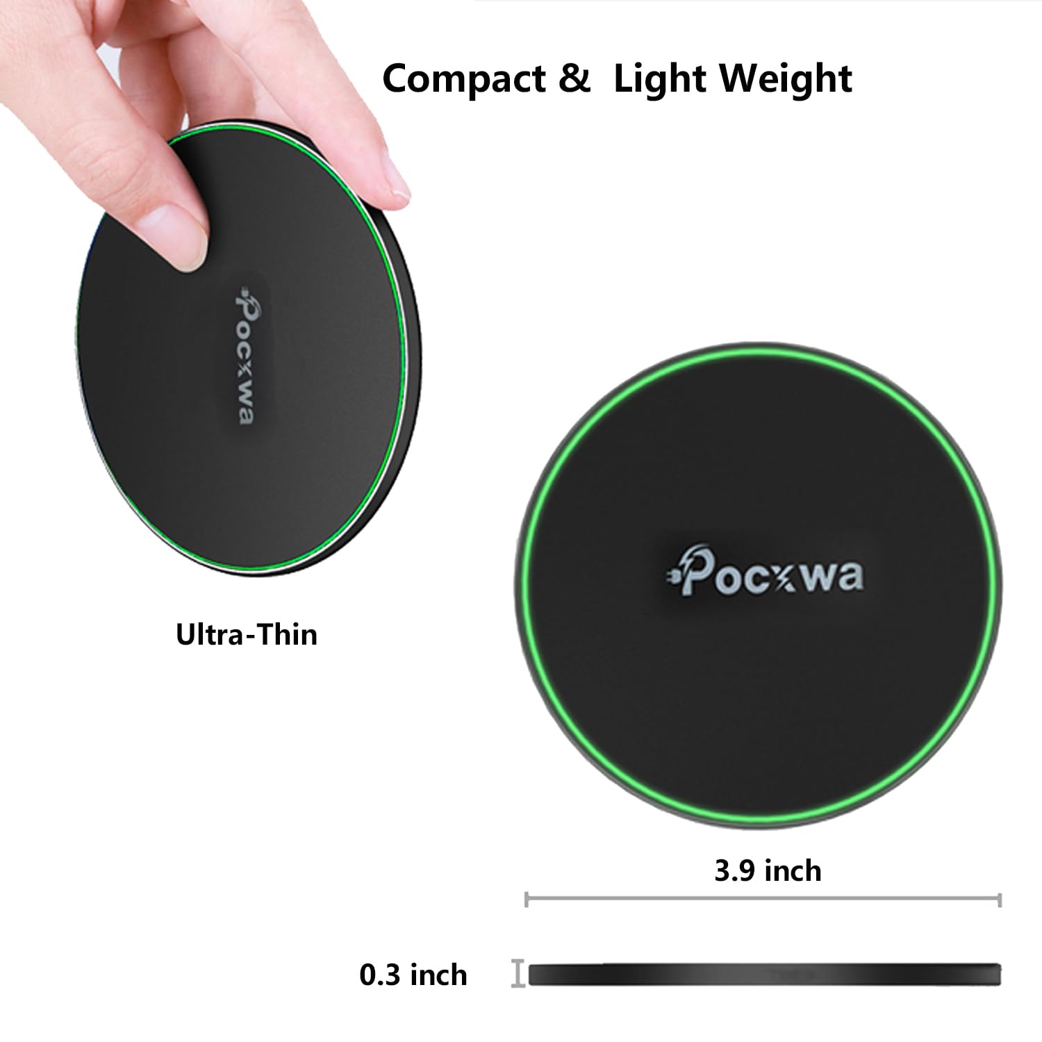 Fast Wireless Charger for Samsung Galaxy S24 Ultra/S24+/S23/S23+/S22/S22+/S21 FE/S21+/S20 5G/S20+/S10/S9/S8/Note 20/10/9/8 & iPhone 15 Pro Max/14 Plus/13 Mini/12/11/X/XR/XS - 2-Pack Qi-Certified Charging Pad for Home, Office, and Car Use