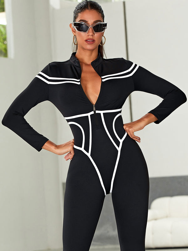 Trendy Striped Zipper Jumpsuit for Women - Stylish One-Piece Outfit for Casual Wear, Parties & Date Nights