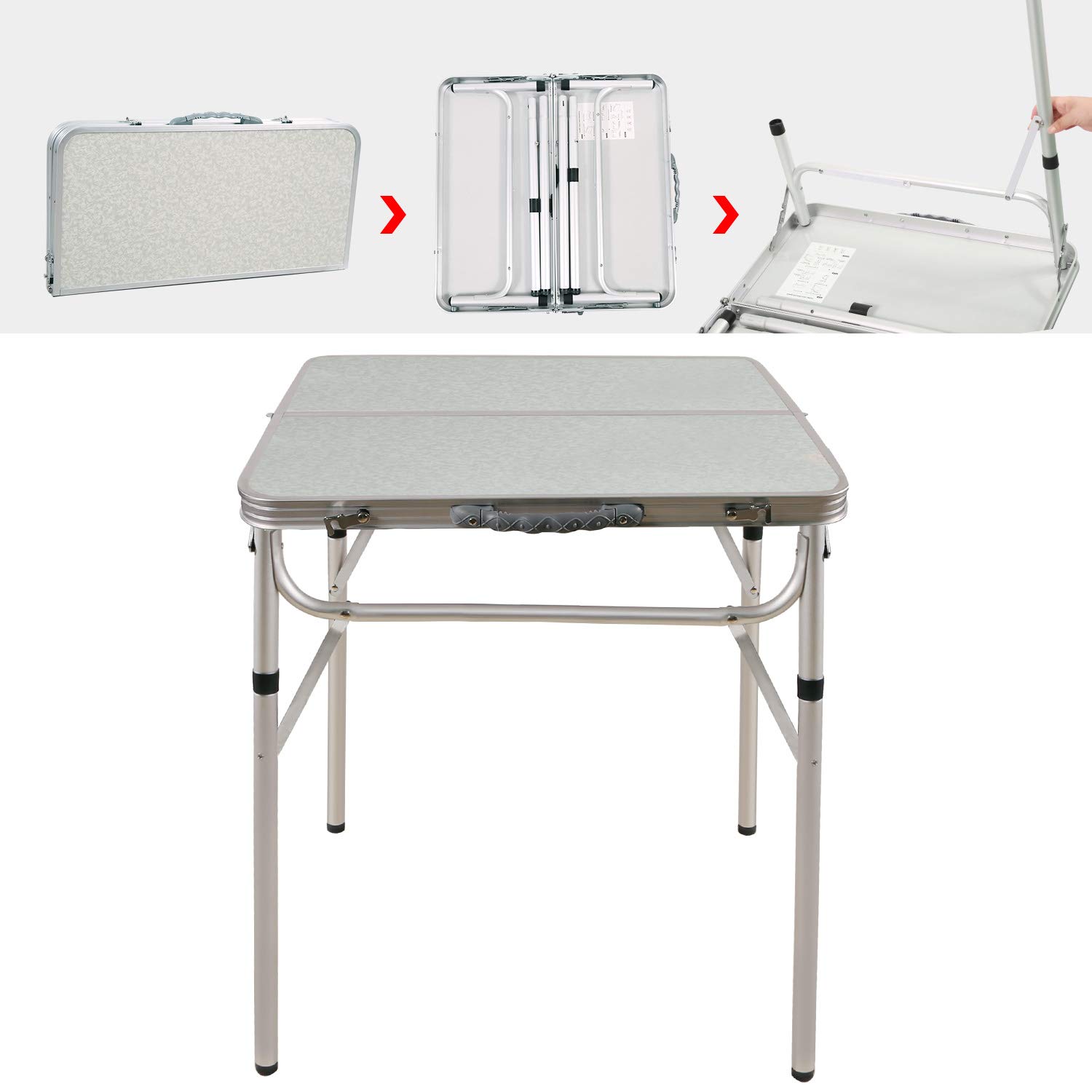 Portable Folding Card Table 32x32 Inch - Waterproof MDF Top, Lightweight Square Folding Table for Adults - Indoor & Outdoor Use - White - Perfect for Game Nights, Picnics, Camping and Parties